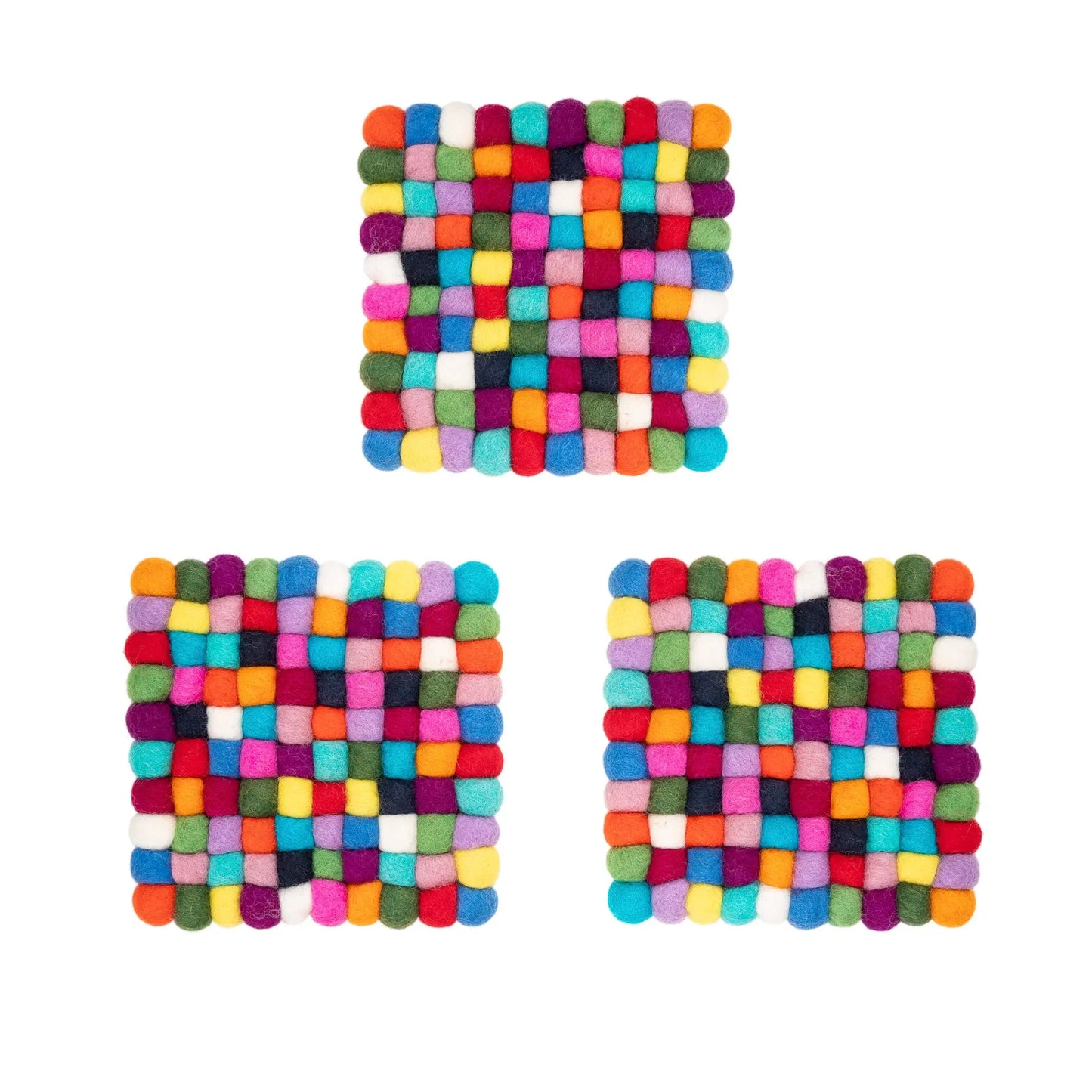 Set of 3 Eco-Friendly Felt Wool Trivets (16cm Diameter) Woolygon