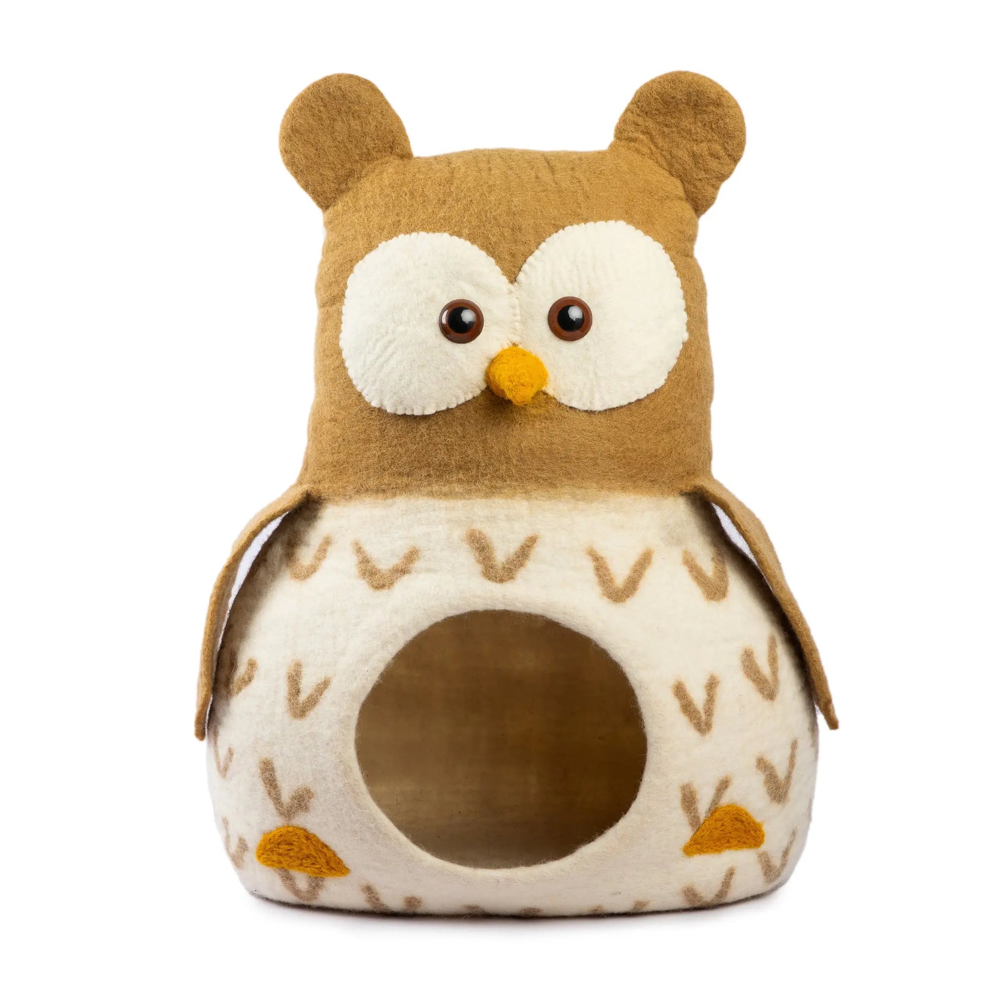 Durable & Cozy: Natural Wool Cat Cave for Playful Feline Woolygon
