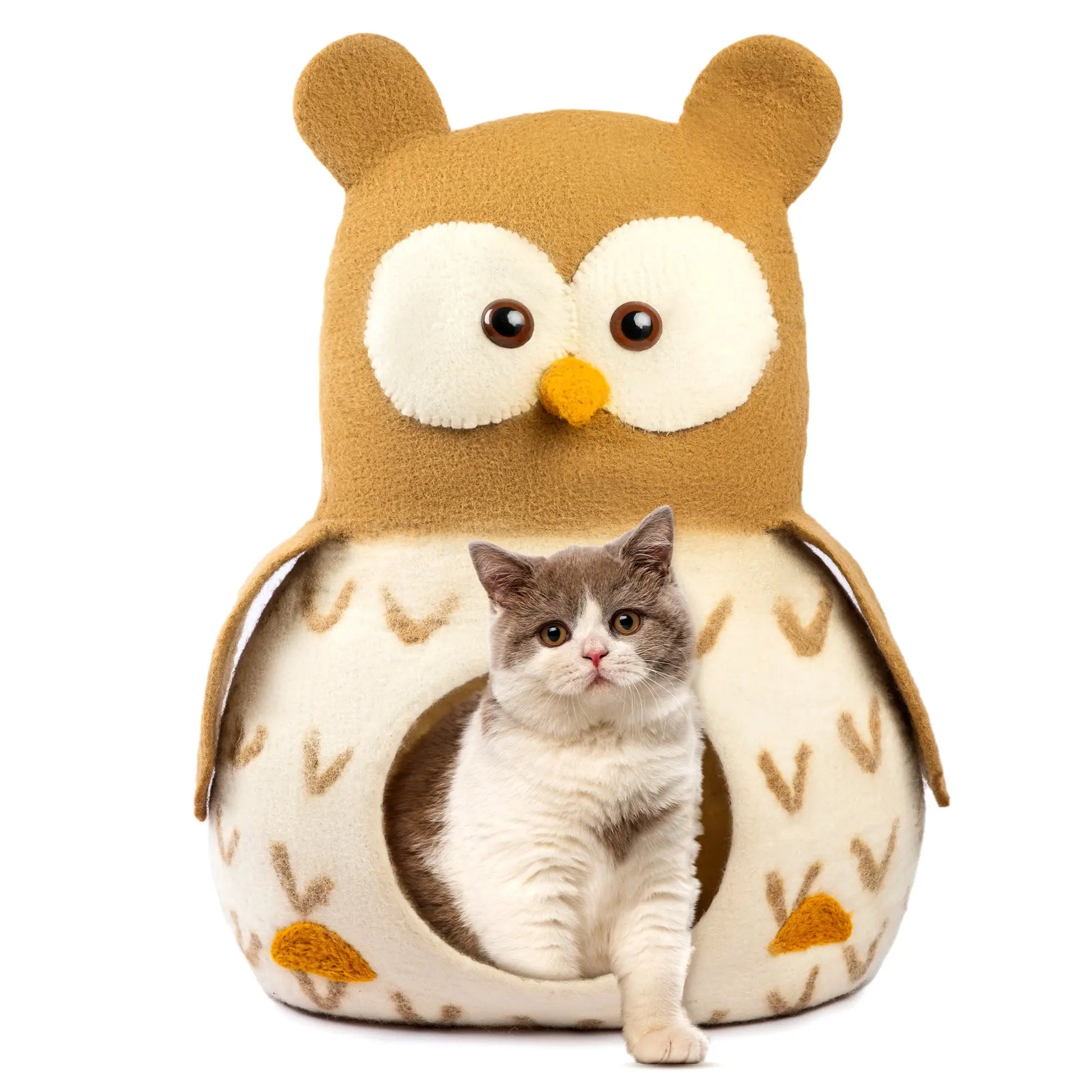 Durable & Cozy: Natural Wool Cat Cave for Playful Feline Woolygon