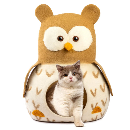 Durable & Cozy: Natural Wool Cat Cave for Playful Feline Woolygon