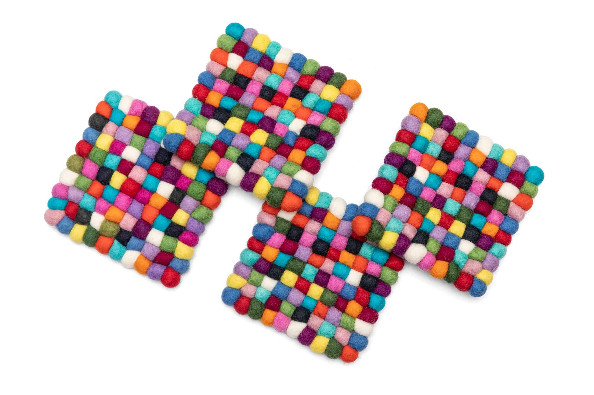 Premium Set of 4 Wool Felt Ball Trivets: Stylish Heat Resistant Kitchen Decor Accessories Woolygon