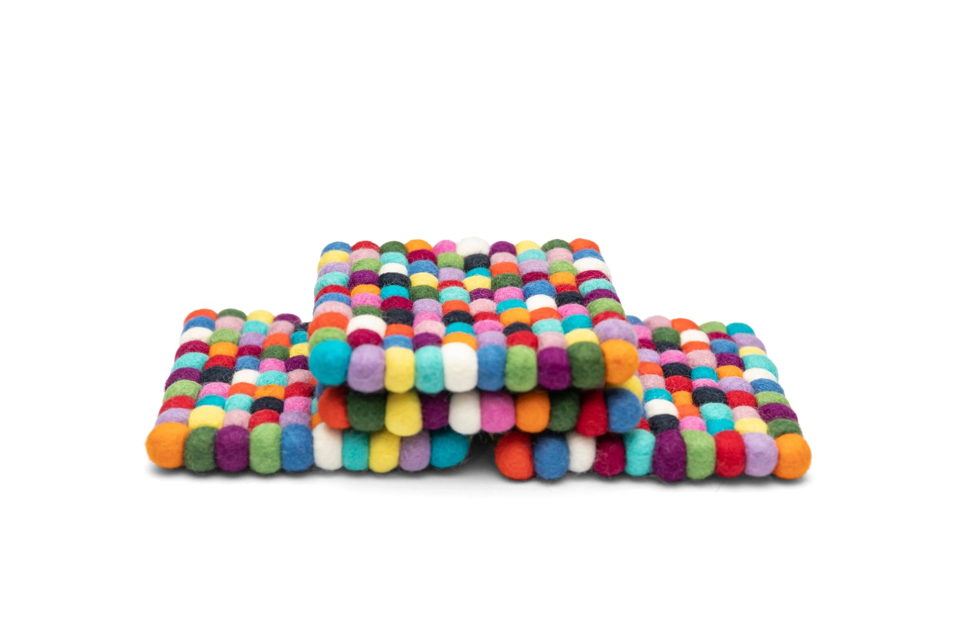 Premium Set of 4 Wool Felt Ball Trivets: Stylish Heat Resistant Kitchen Decor Accessories Woolygon
