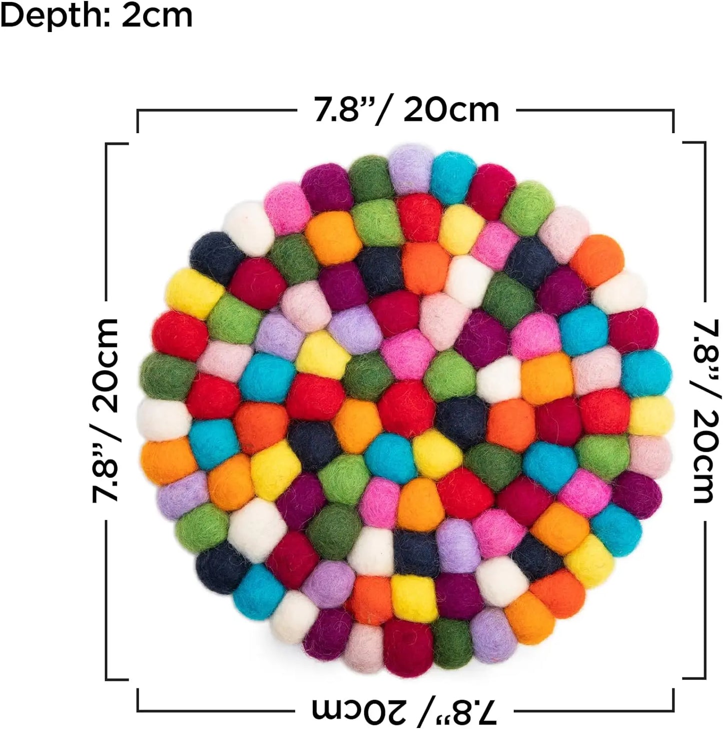 Woolygon Trivet, Pot Mat, Pot Holder Heat Resistant Durable Round Felt Design (One Piece) by Himalayan Bazaar Woolygon