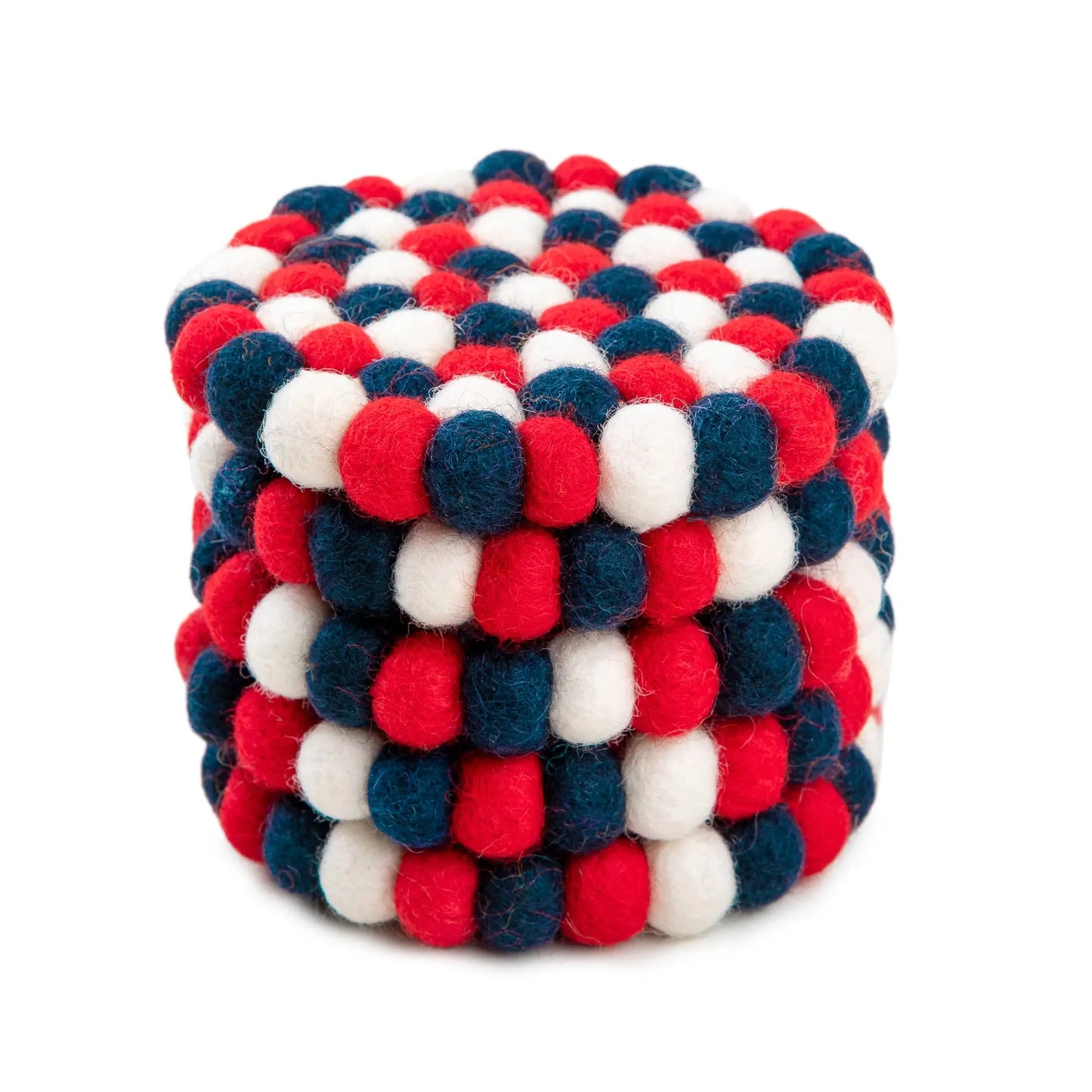 Wool Felt Ball Coaster | Handmade Kitchen Hot Pad | Round Absorbent Pot Holder} | Boho Eco-Friendly Decor Woolygon