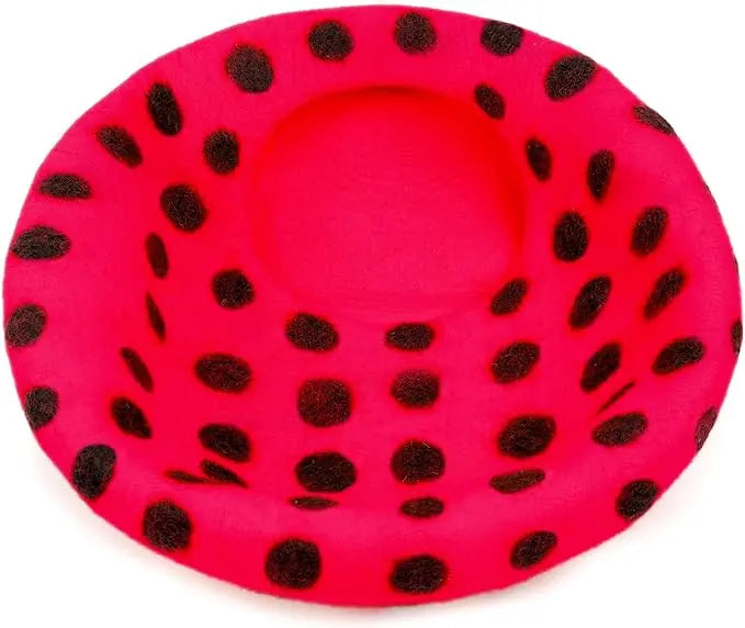 Luxury Felt Cat Cave Bed - Polka Dot Series - Handcrafted Wool Kitty Bed for Indoor Cats - Eco-Friendly Merino Wool, Foldable Hideaway House Woolygon
