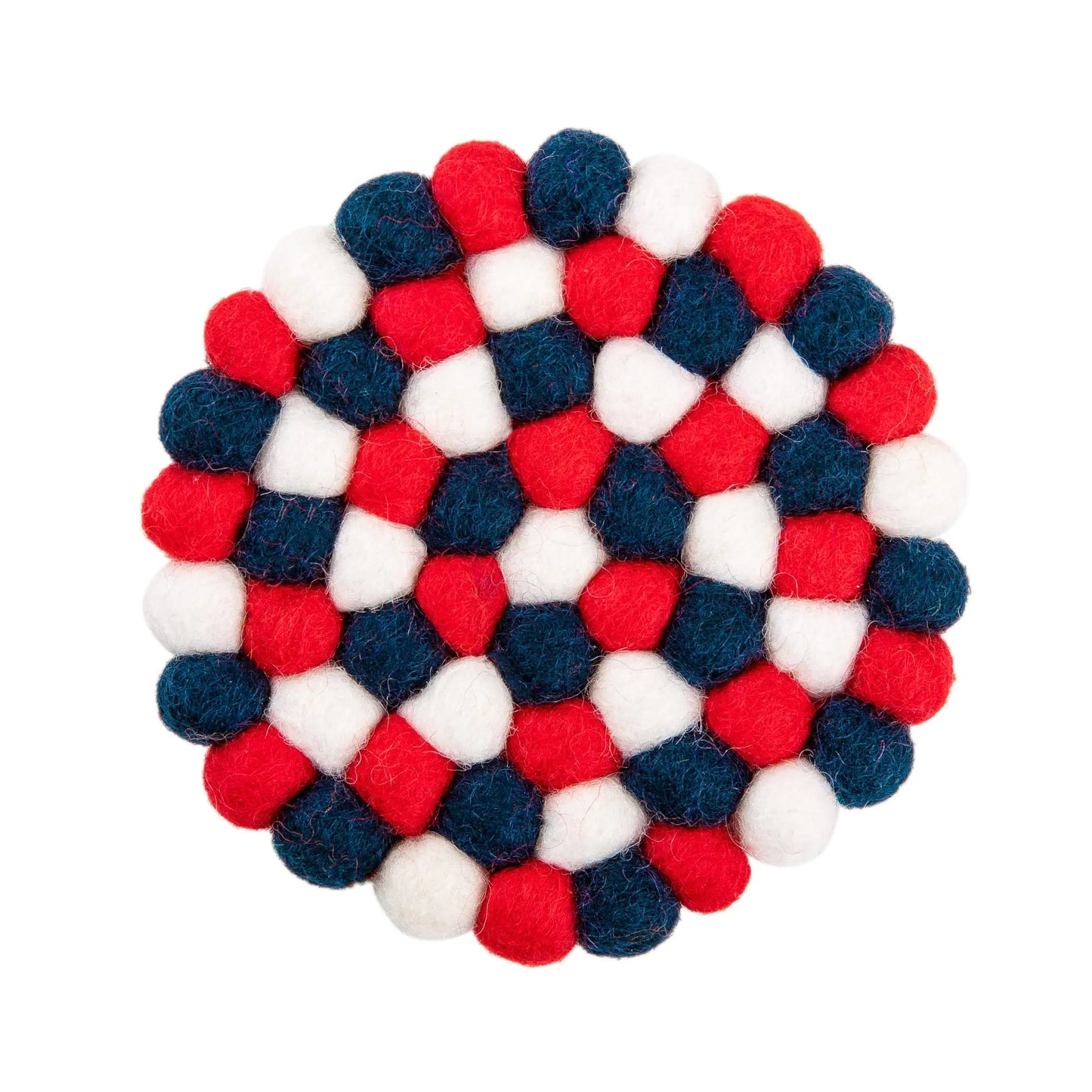 Wool Felt Ball Coaster | Handmade Kitchen Hot Pad | Round Absorbent Pot Holder} | Boho Eco-Friendly Decor Woolygon