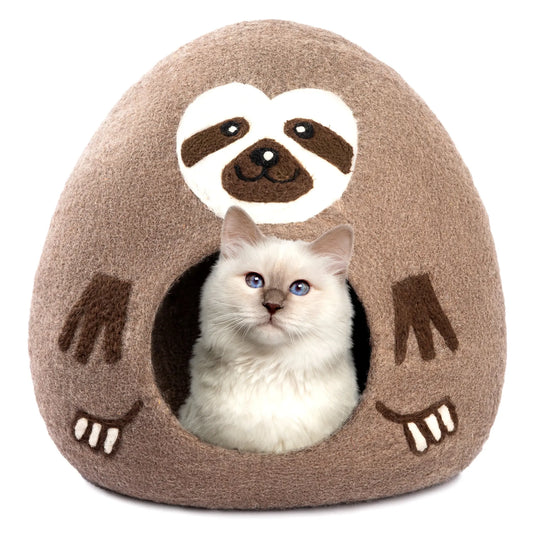sloth cat cave felt wool