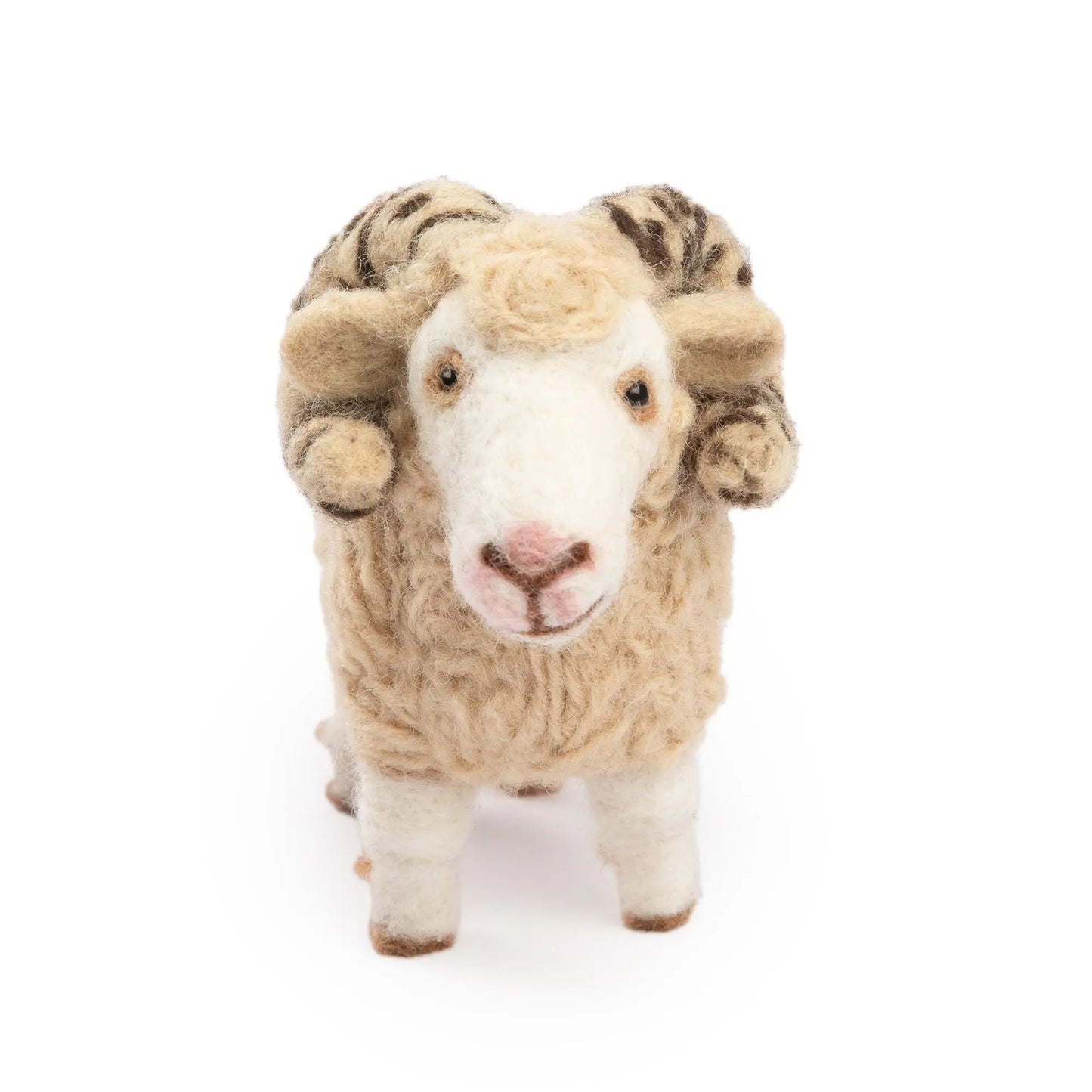 Handcrafted felt wool sheep figurine with intricate detailing, perfect for home décor or as a children's toy