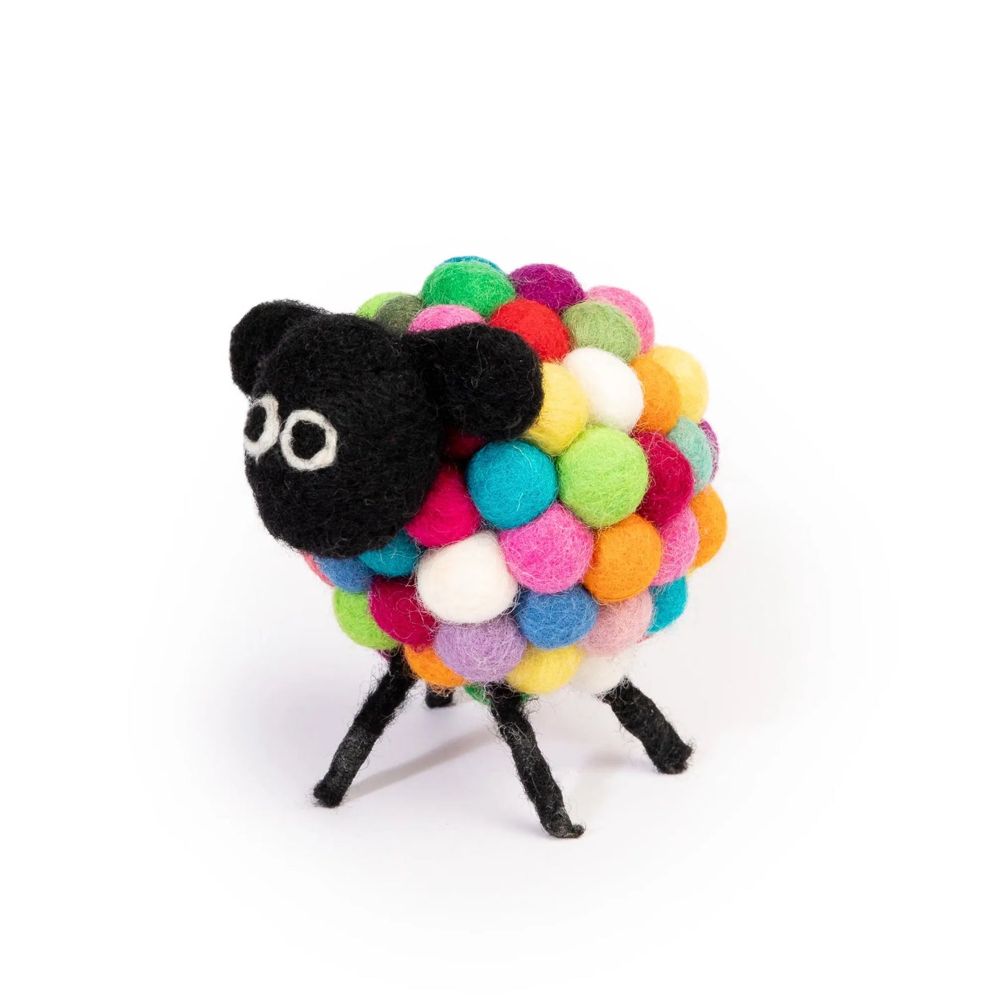 Handcrafted felt wool sheep figurine with intricate detailing, perfect for home décor or as a children's toy