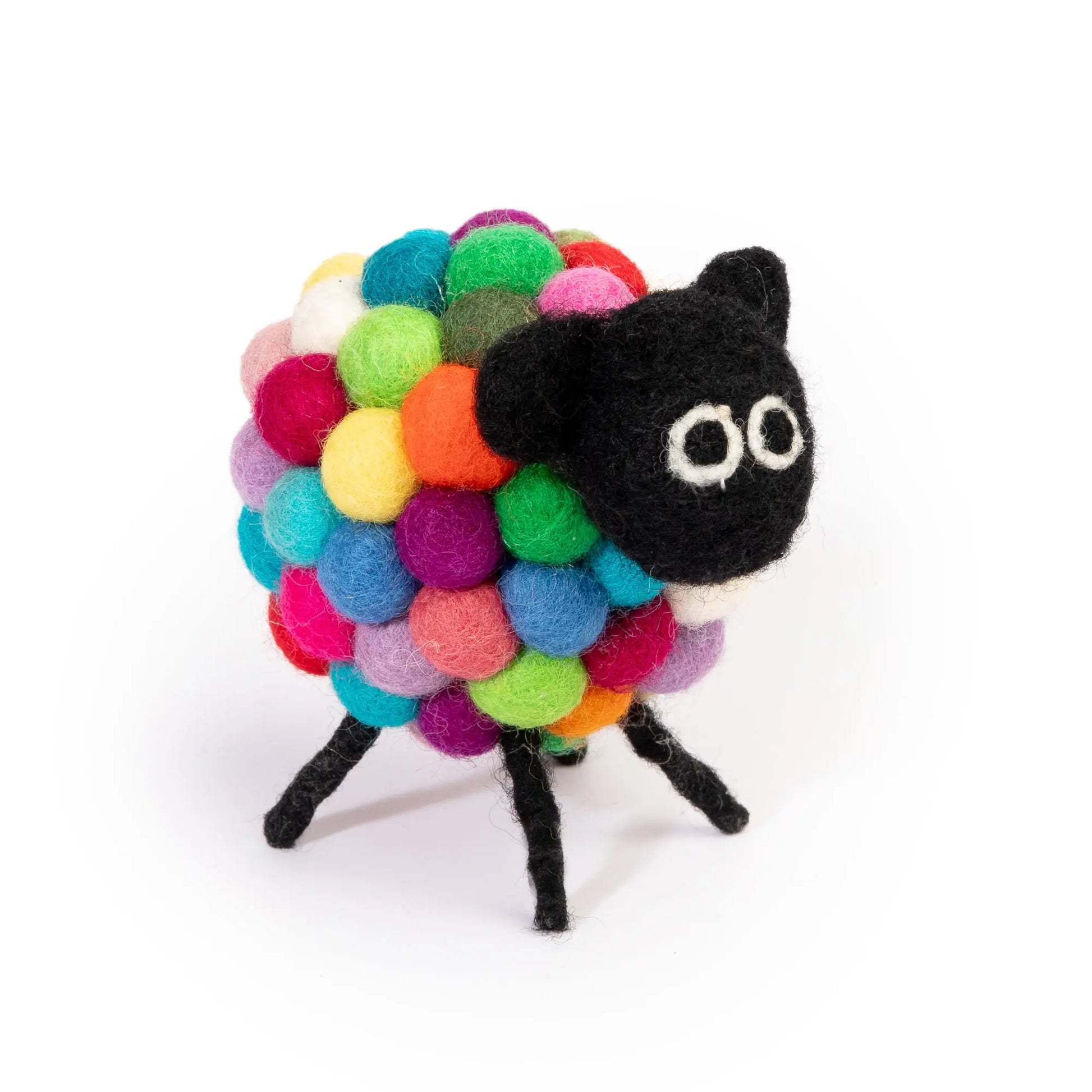 Handcrafted felt wool sheep figurine with intricate detailing, perfect for home décor or as a children's toy