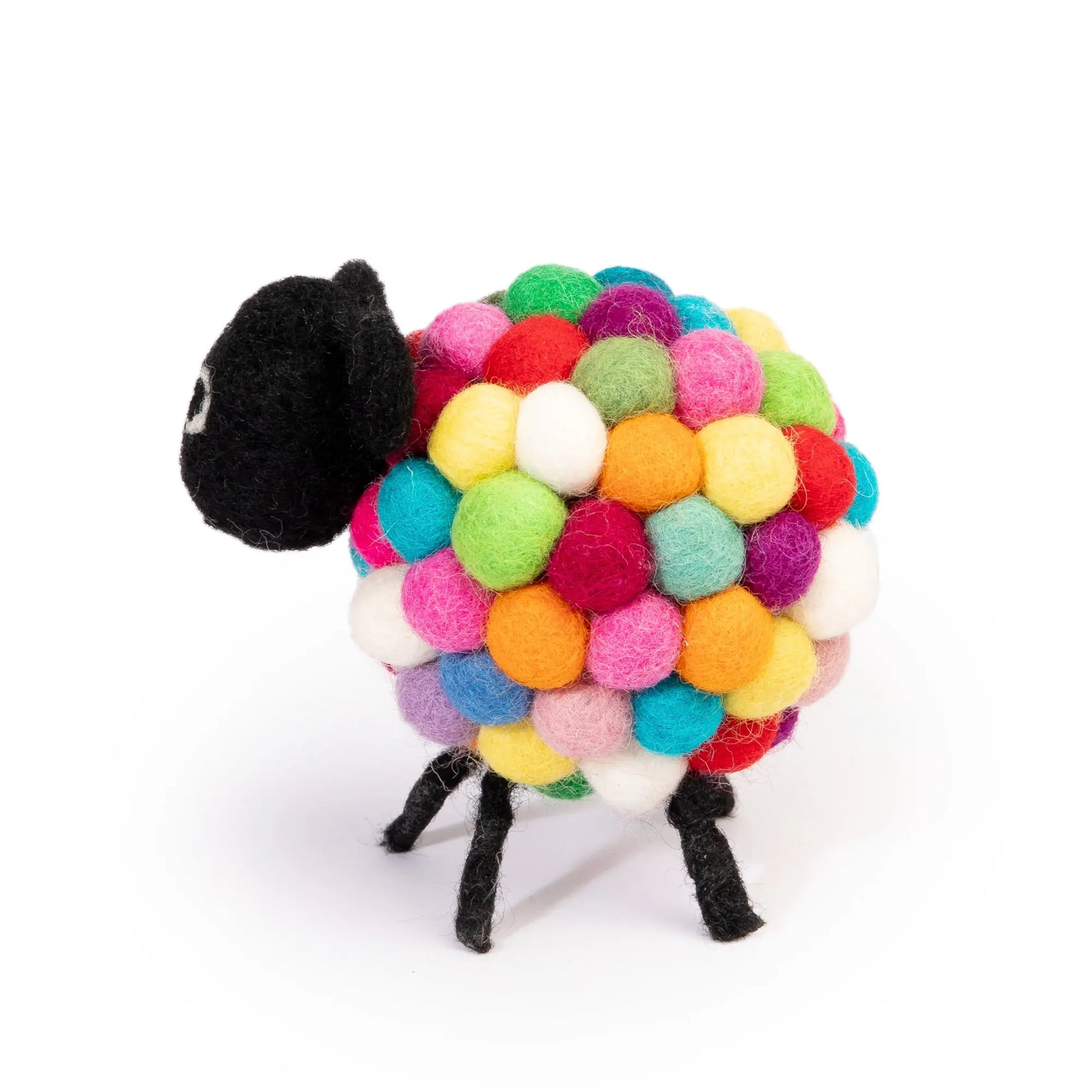 Handcrafted felt wool sheep figurine with intricate detailing, perfect for home décor or as a children's toy