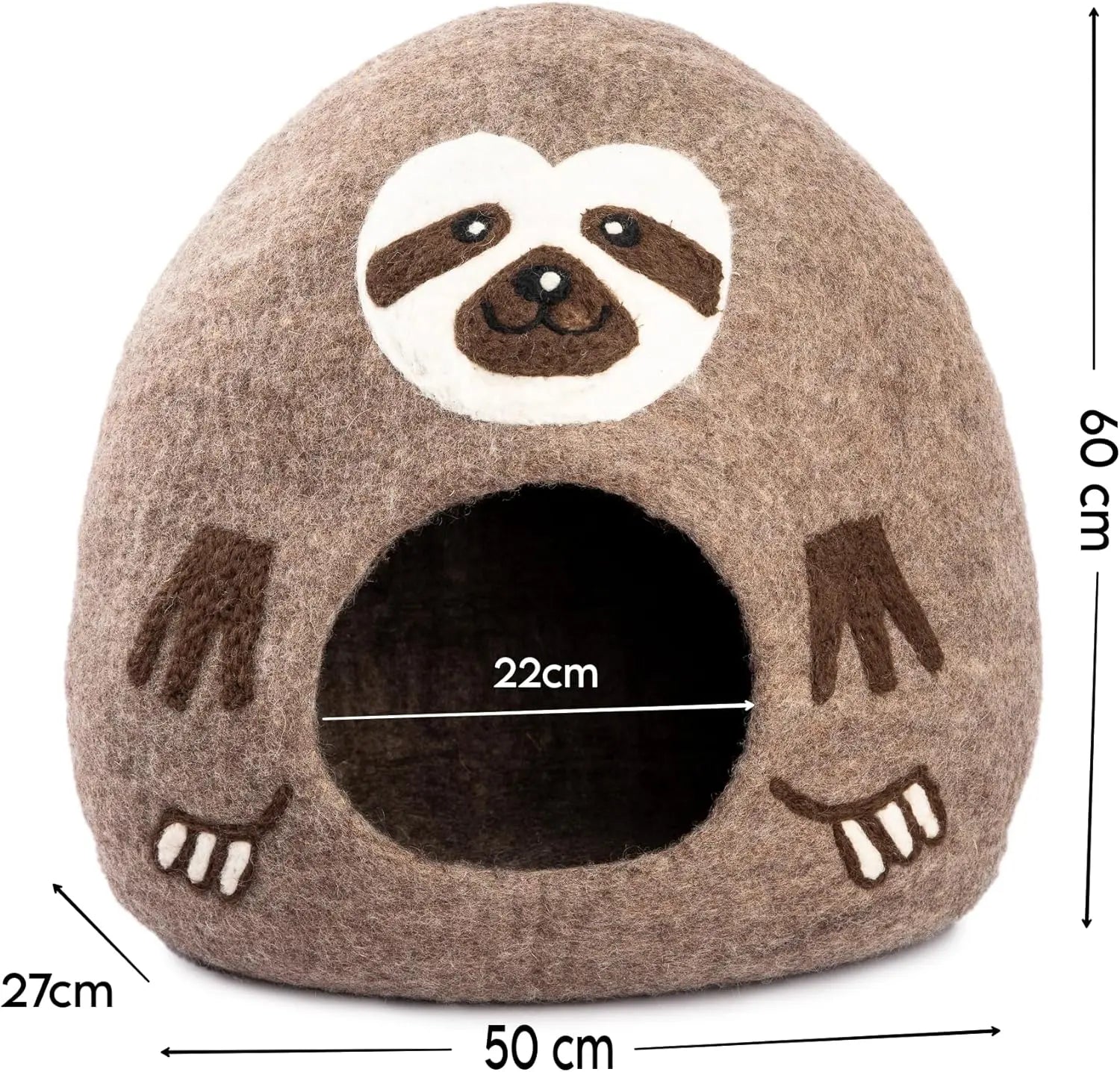Luxurious Premium Merino Felted Cat Bed Sloth - Cozy & Stylish Comfort for Your Feline Friend Woolygon