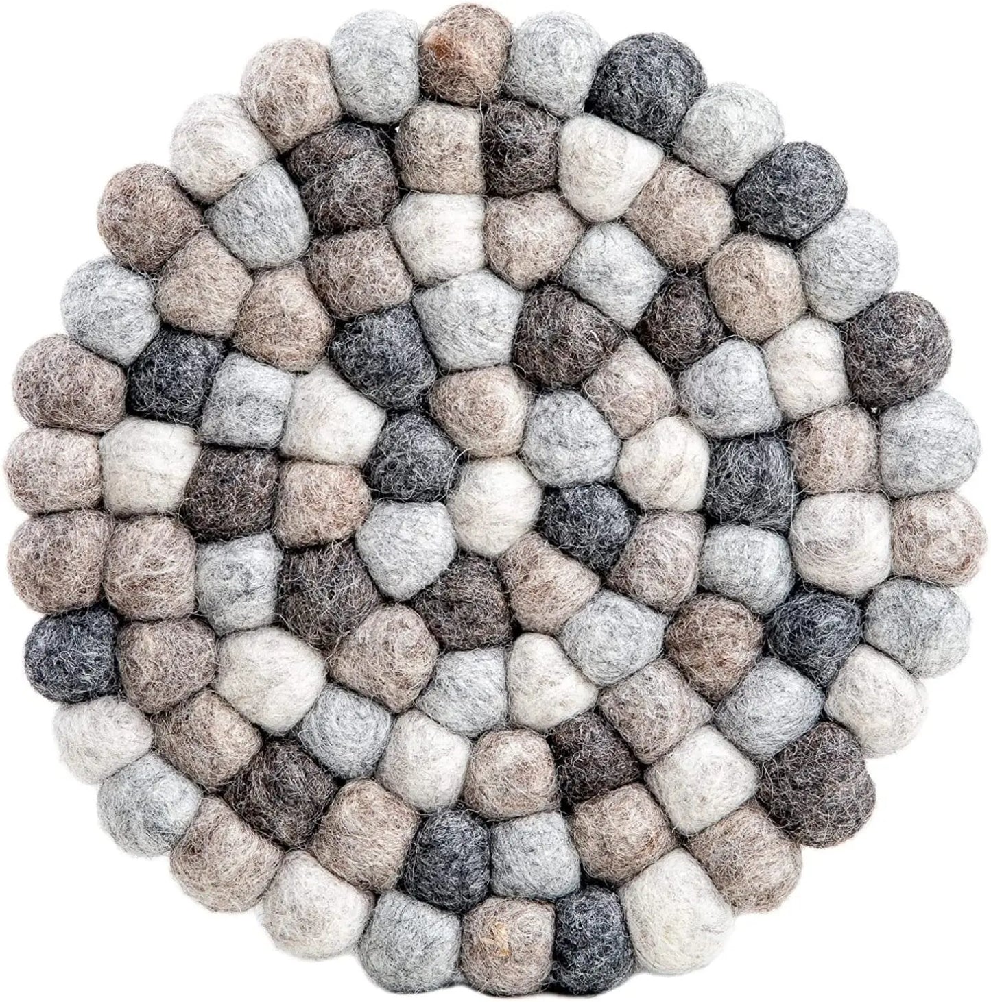 Woolygon Trivet, Pot Mat, Pot Holder Heat Resistant Durable Round Felt Design Hand-Felted in Nepal Woolygon