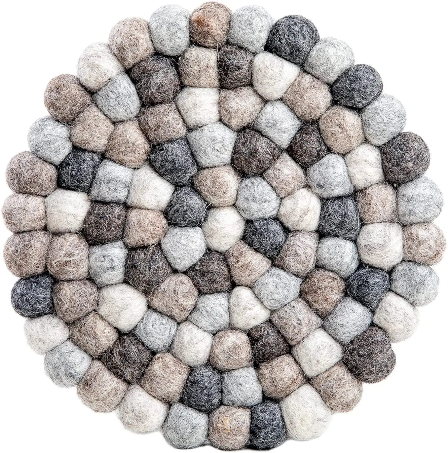 Woolygon Trivet, Pot Mat, Pot Holder Heat Resistant Durable Round Felt Design Hand-Felted in Nepal Woolygon