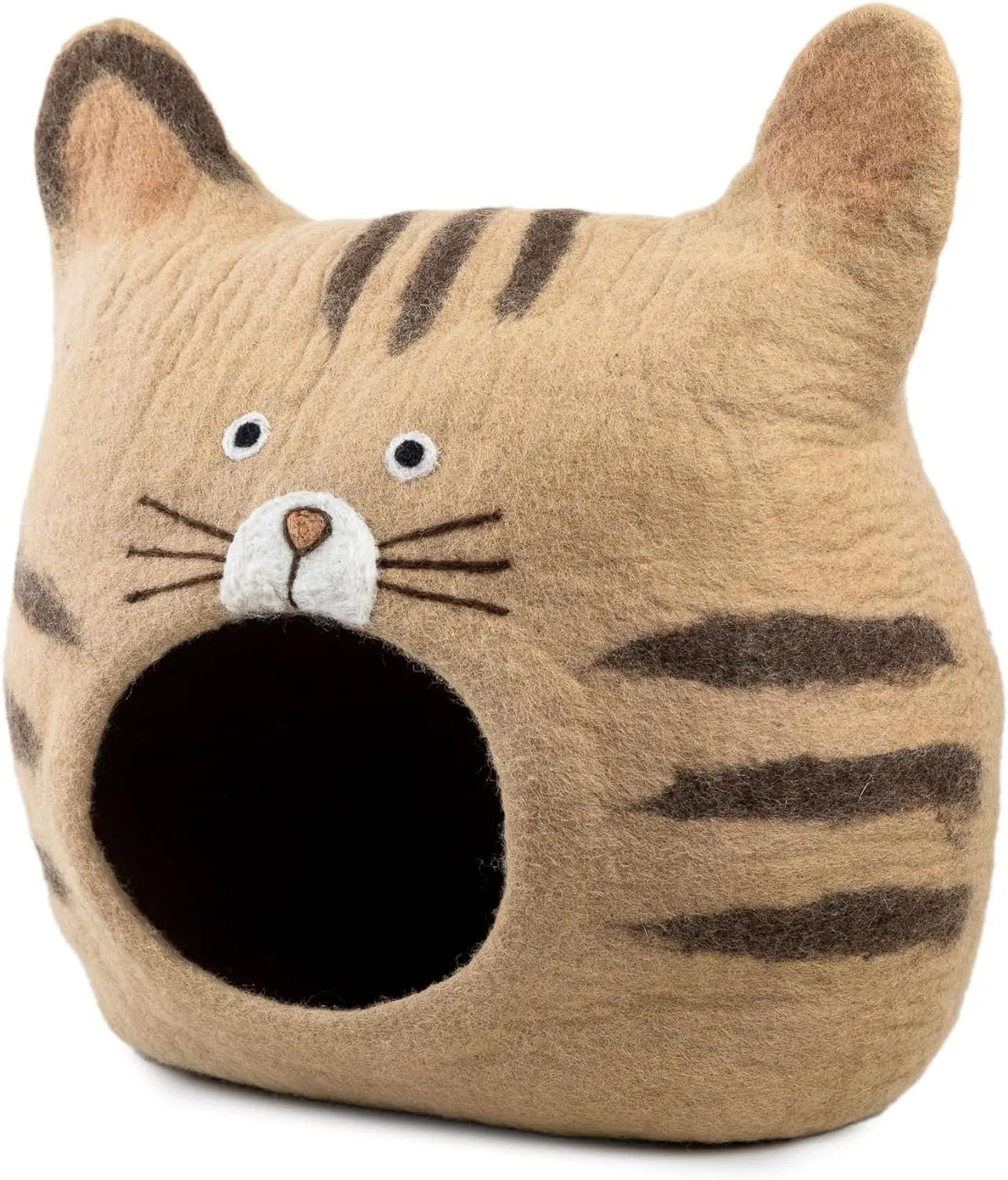 Woolygon Wool Cat Cave Bed - Cozy Cat Face Bed Handcrafted 100% Merino Wool, Eco-Friendly Felt Cat Cave for Indoor Cats and Kittens Woolygon