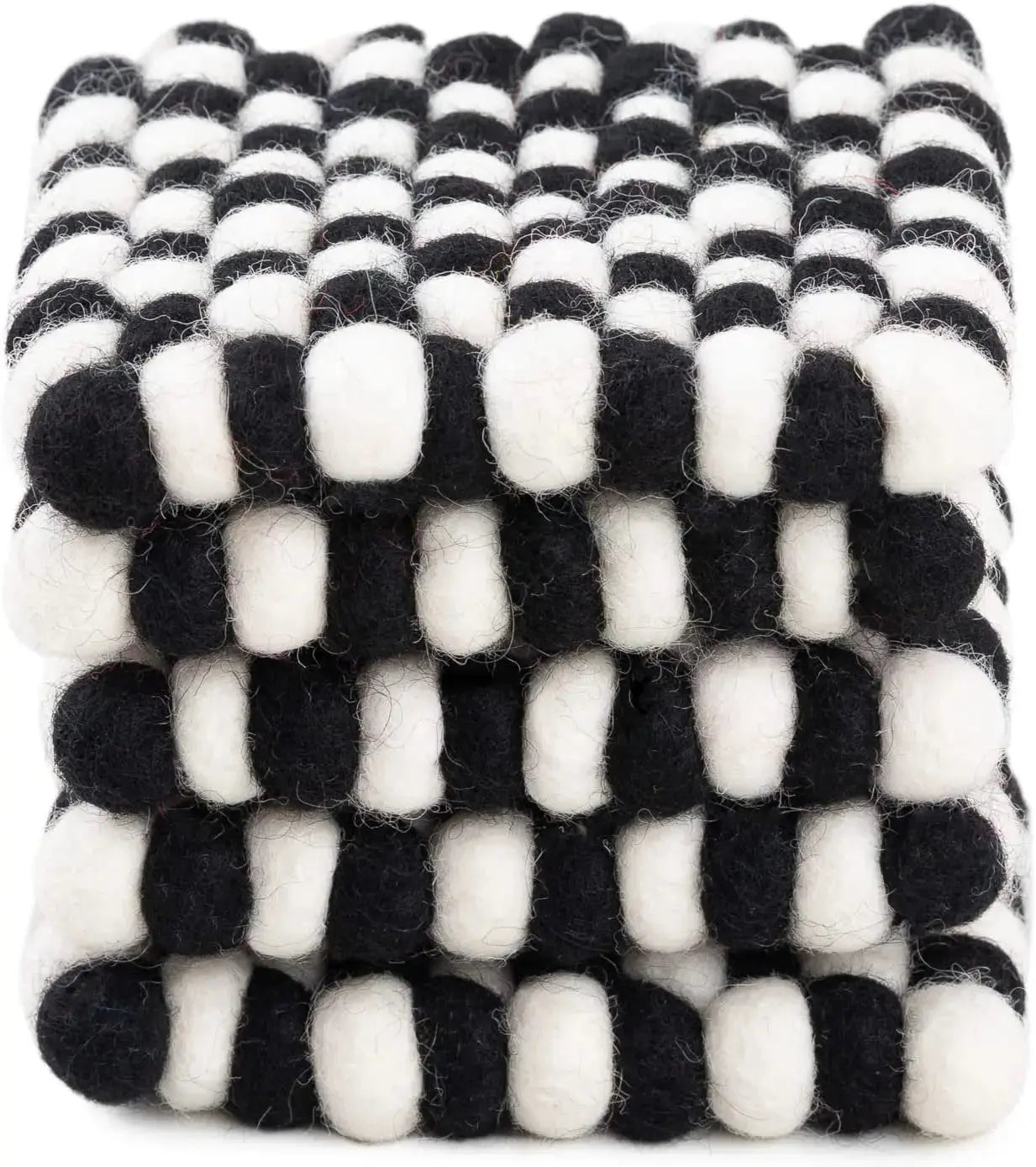 Square Felt Ball Coasters - 100% Merino Wool Table Coasters - Felt Coaster Pads, Absorbent Trivet for Drinks - Heat Resistant, Thick & Durable Hand Felted in Nepal by Woolygon- Multicolor - Set of 5 Woolygon