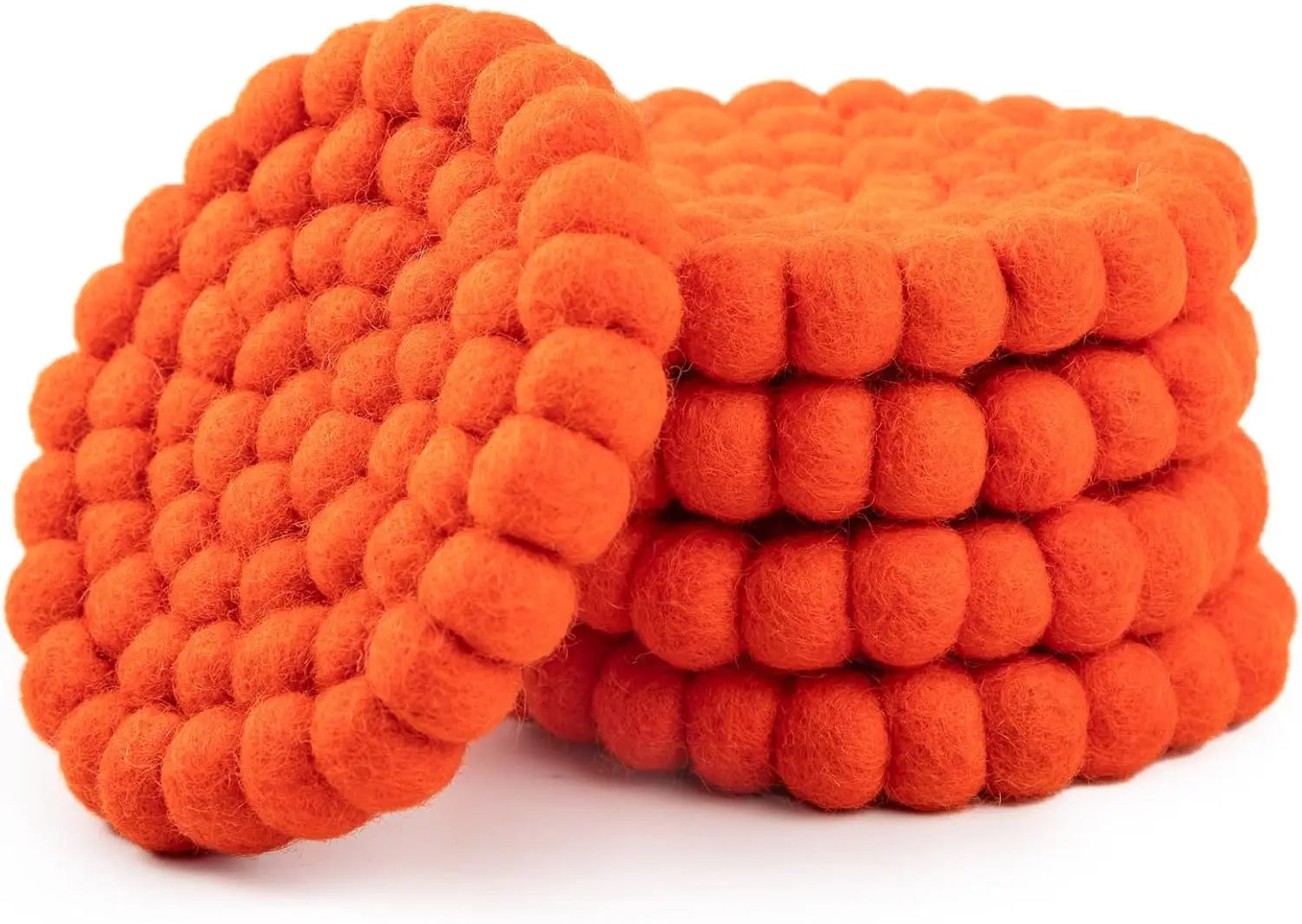 Round Felt Ball Coasters - 100% Merino Wool Table Coasters - Felt Coaster Pads, Absorbent Trivet for Drinks - Heat Resistant, Thick & Durable Hand Felted in Nepal by Woolygon- Multicolor - Set of 5 Woolygon