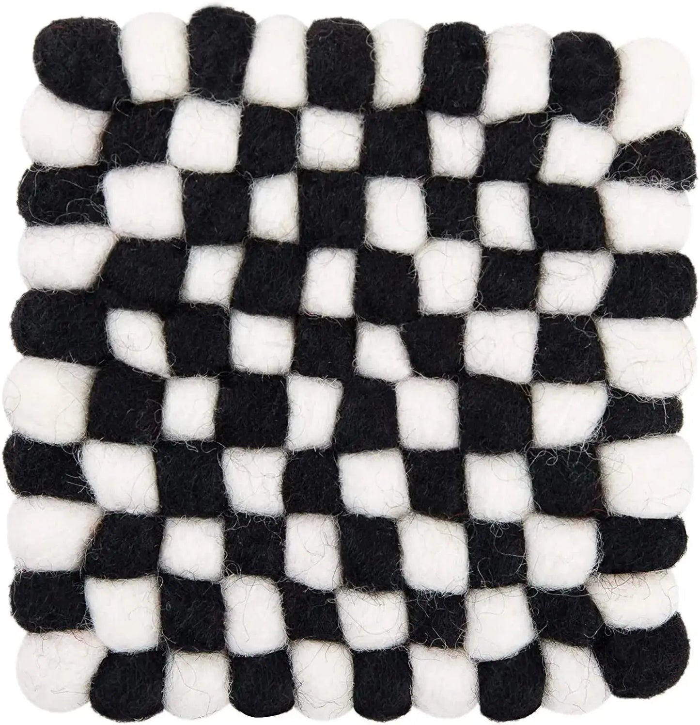 Square Felt Ball Coasters - 100% Merino Wool Table Coasters - Felt Coaster Pads, Absorbent Trivet for Drinks - Heat Resistant, Thick & Durable Hand Felted in Nepal by Woolygon- Multicolor - Set of 5 Woolygon
