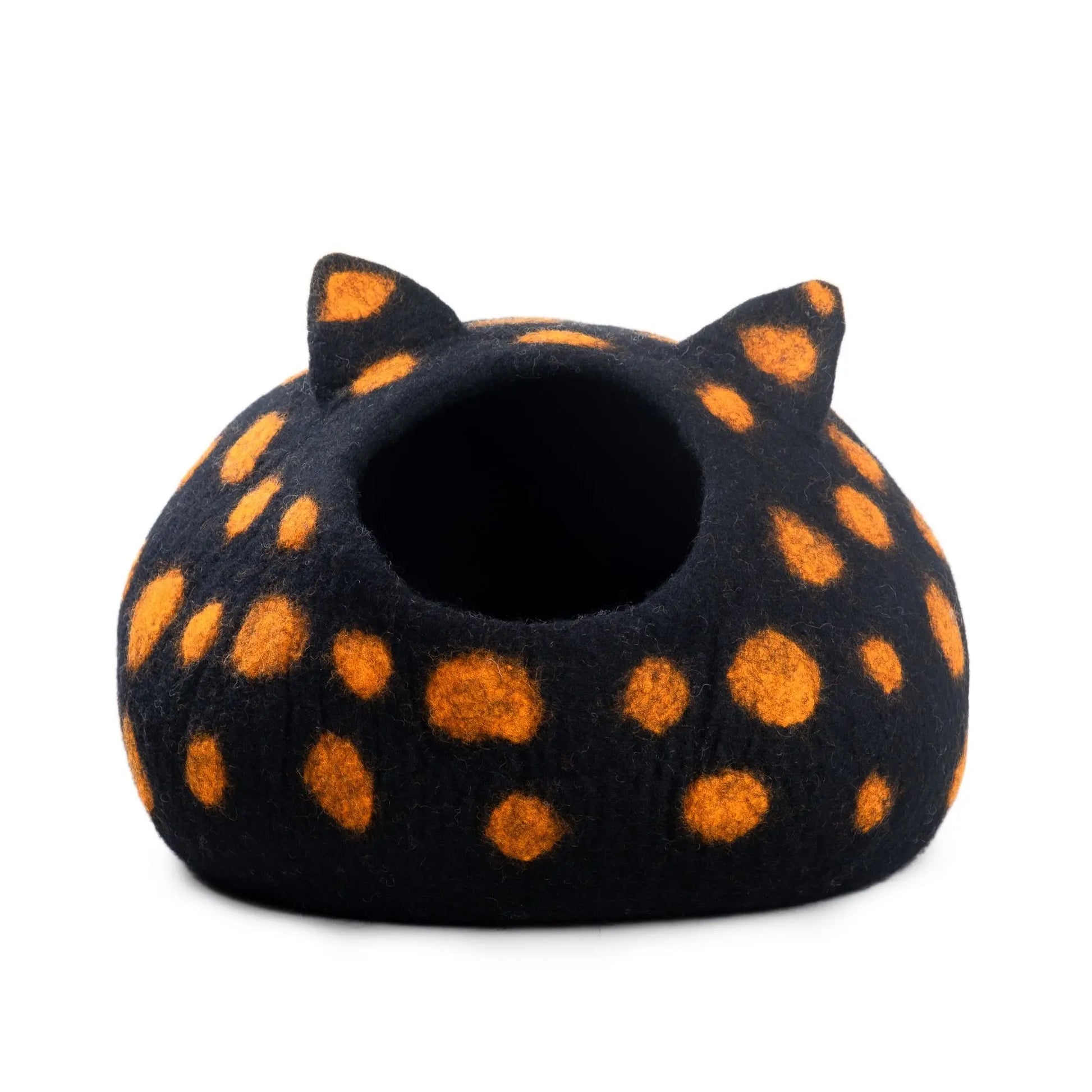 Orange Polka Cat Cave: Tabby Ear Design Woolygon