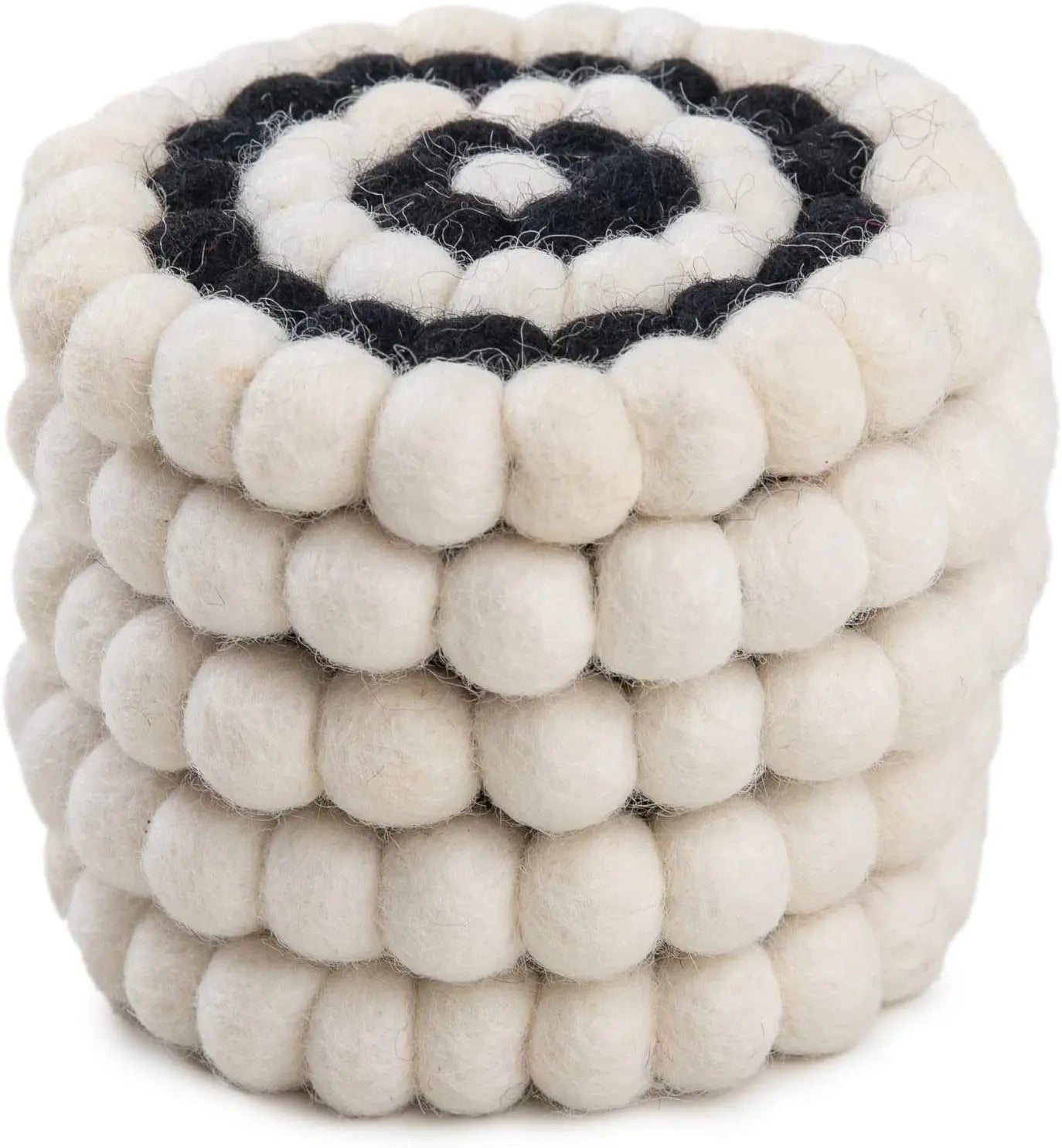 Square Felt Ball Coasters - 100% Merino Wool Table Coasters - Felt Coaster Pads, Absorbent Trivet for Drinks - Heat Resistant, Thick & Durable Hand Felted in Nepal by Woolygon- Multicolor - Set of 5 Woolygon