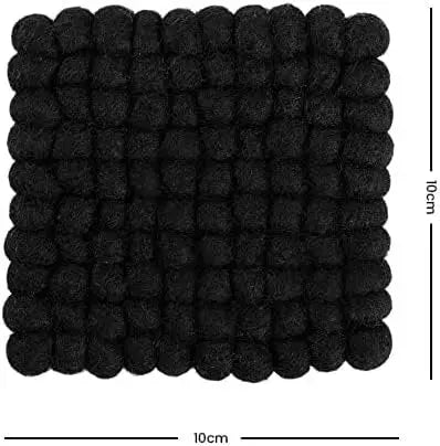 Square Felt Ball Coasters - 100% Merino Wool Table Coasters - Felt Coaster Pads, Absorbent Trivet for Drinks - Heat Resistant, Thick & Durable Hand Felted in Nepal by Woolygon- Multicolor - Set of 5 Woolygon