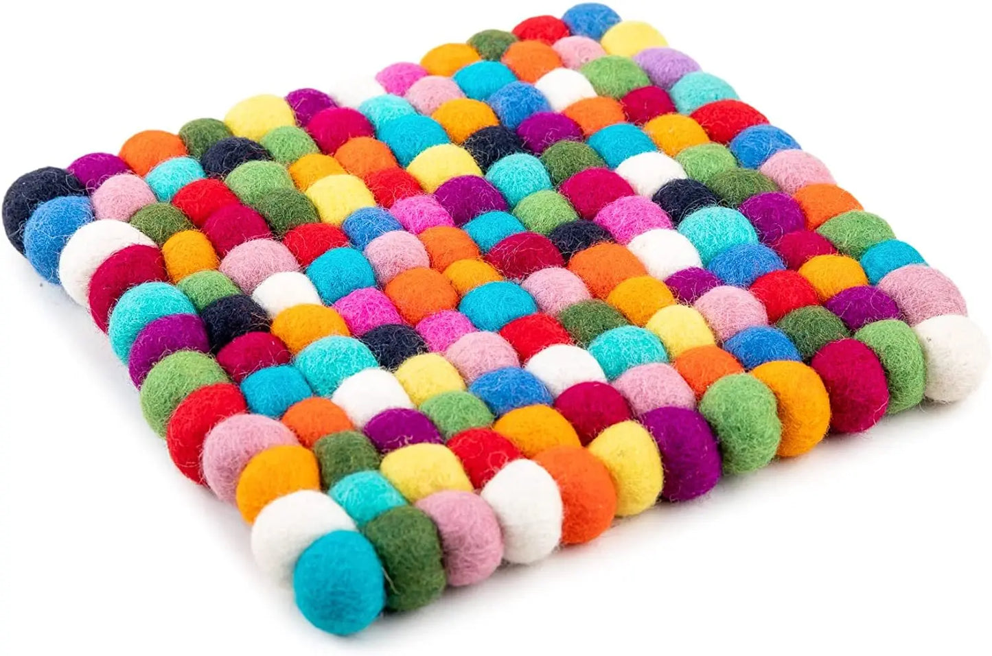 Woolygon Trivet, Pot Mat, Pot Holder Heat Resistant Durable Round Felt Design Hand-Felted in Nepal Woolygon