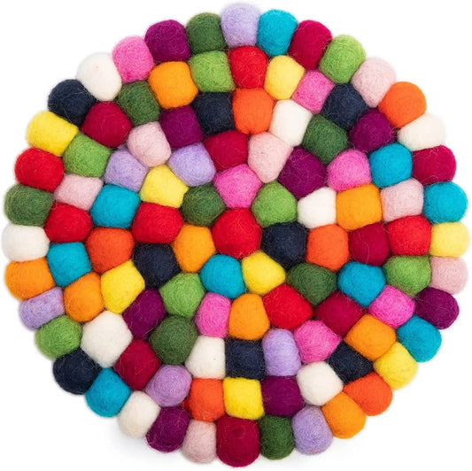 Woolygon Trivet, Pot Mat, Pot Holder Heat Resistant Durable Round Felt Design (One Piece) by Himalayan Bazaar Woolygon