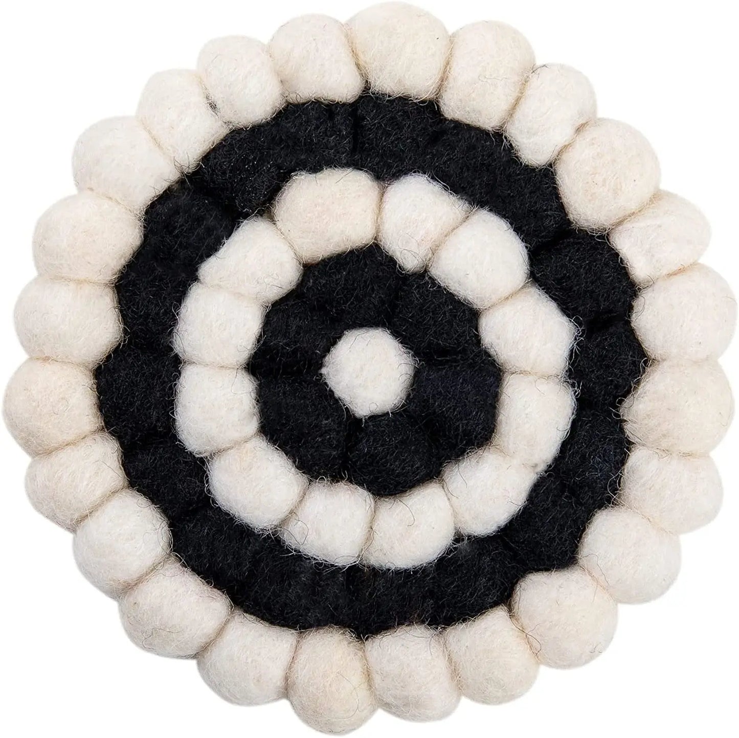 Square Felt Ball Coasters - 100% Merino Wool Table Coasters - Felt Coaster Pads, Absorbent Trivet for Drinks - Heat Resistant, Thick & Durable Hand Felted in Nepal by Woolygon- Multicolor - Set of 5 Woolygon