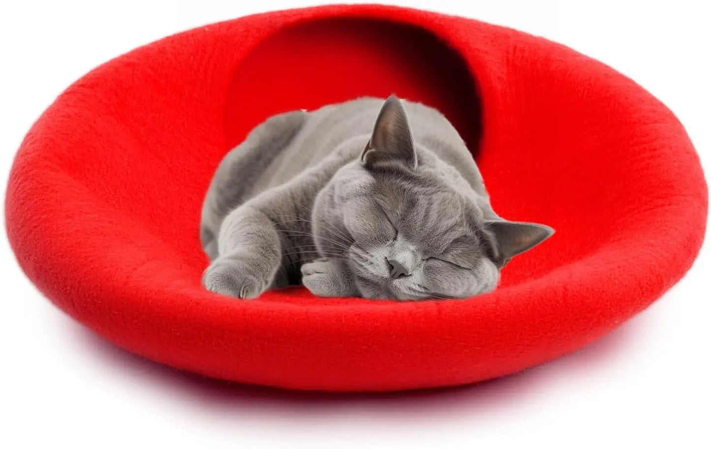 Large handmade cat cave in natural wool