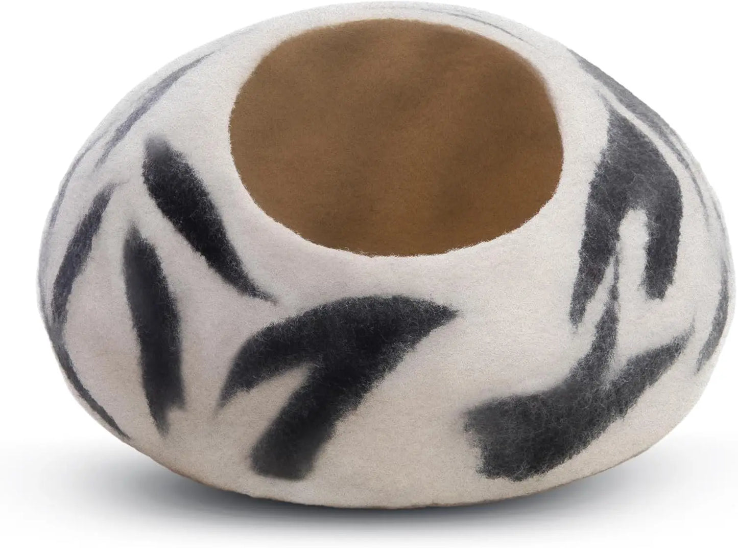 Woolygon Premium Felt Cat Cave Bed – Wool Kitty Beds Handcrafted Kitten Caves Bed for Indoor Cats - Made from 100% Eco-Friendly Merino Wool, Foldable Cat Hidewawy Covered Cat House Pod (Rainbow Twist) Woolygon