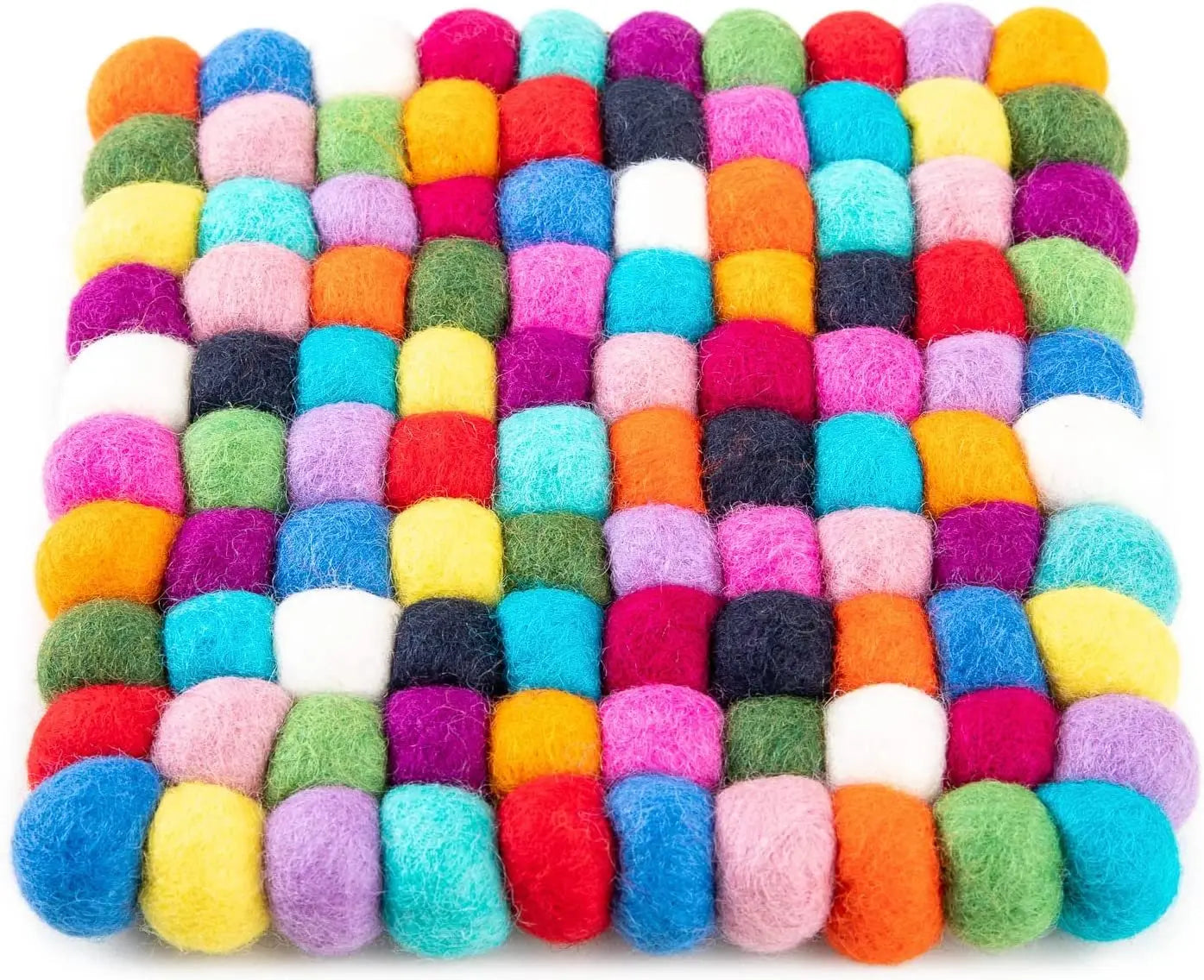 Woolygon Square Trivet Pot Mat - Coaster for Hot Dishes Pot Holder Heat Resistant Durable Felt Design Hand-Felted in Nepal Woolygon
