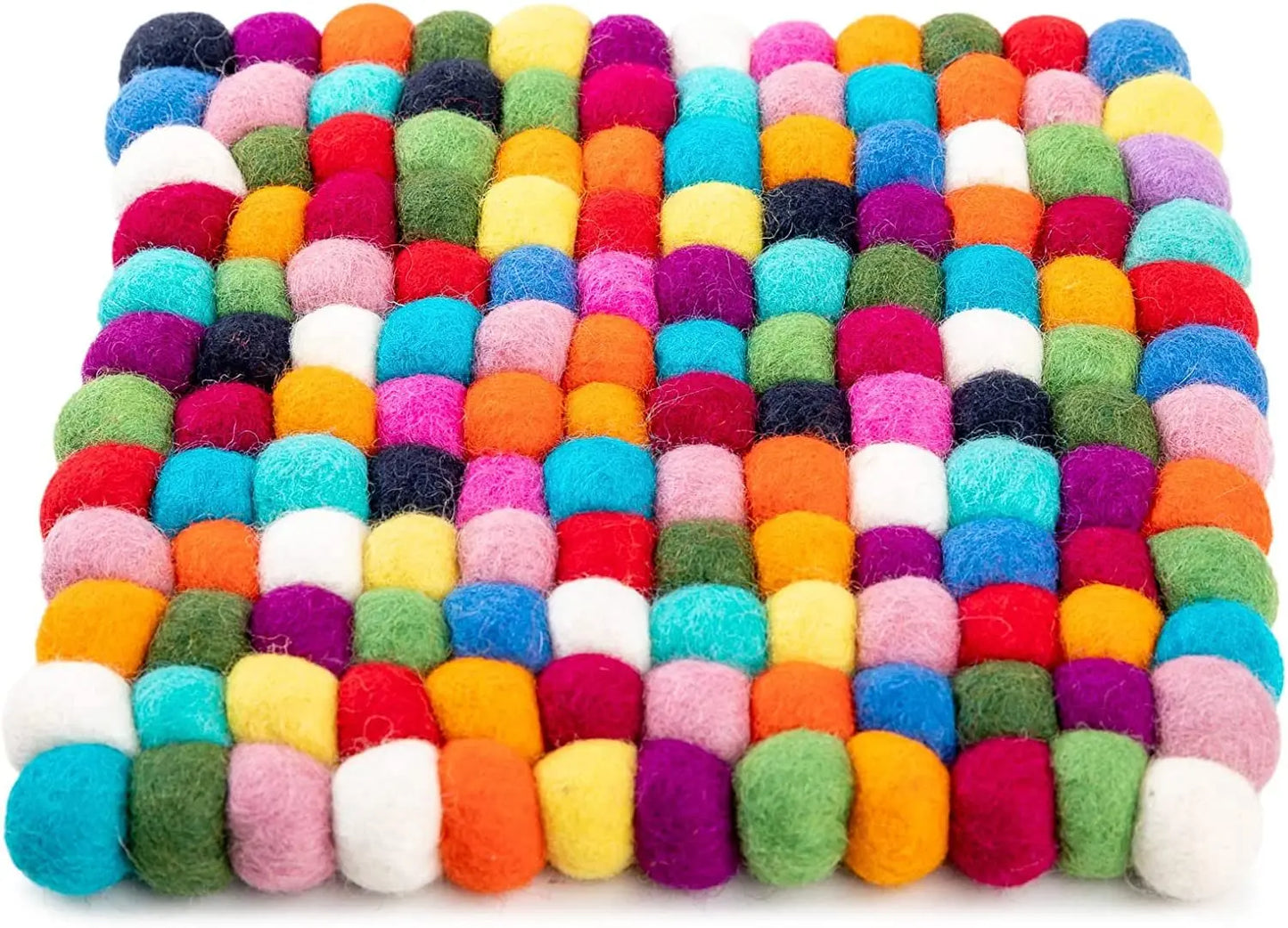 Woolygon Trivet, Pot Mat, Pot Holder Heat Resistant Durable Round Felt Design Hand-Felted in Nepal Woolygon