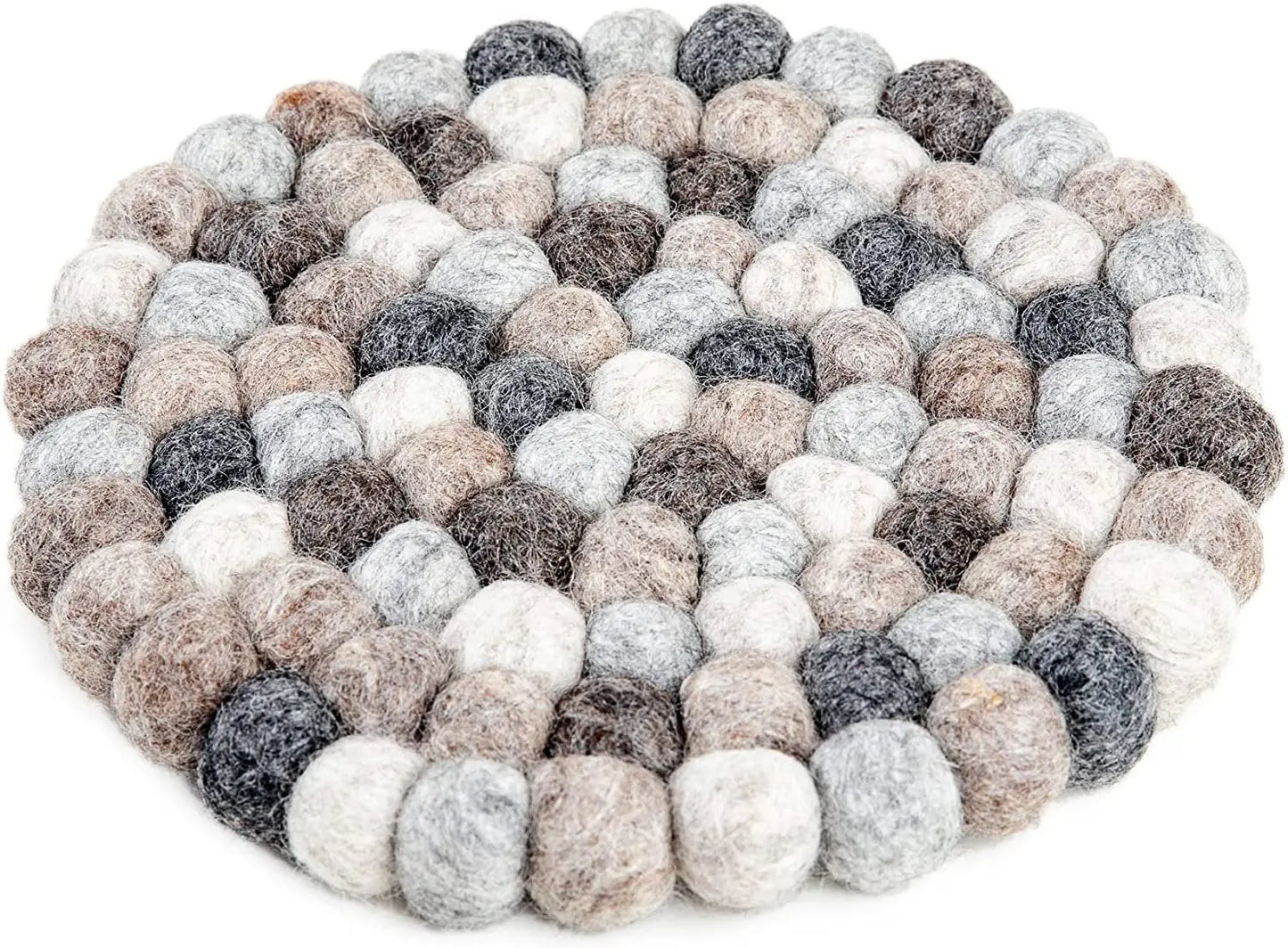 Woolygon Trivet, Pot Mat, Pot Holder Heat Resistant Durable Round Felt Design Hand-Felted in Nepal Woolygon