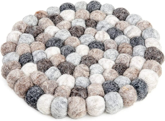 Woolygon Trivet, Pot Mat, Pot Holder Heat Resistant Durable Round Felt Design Hand-Felted in Nepal Woolygon