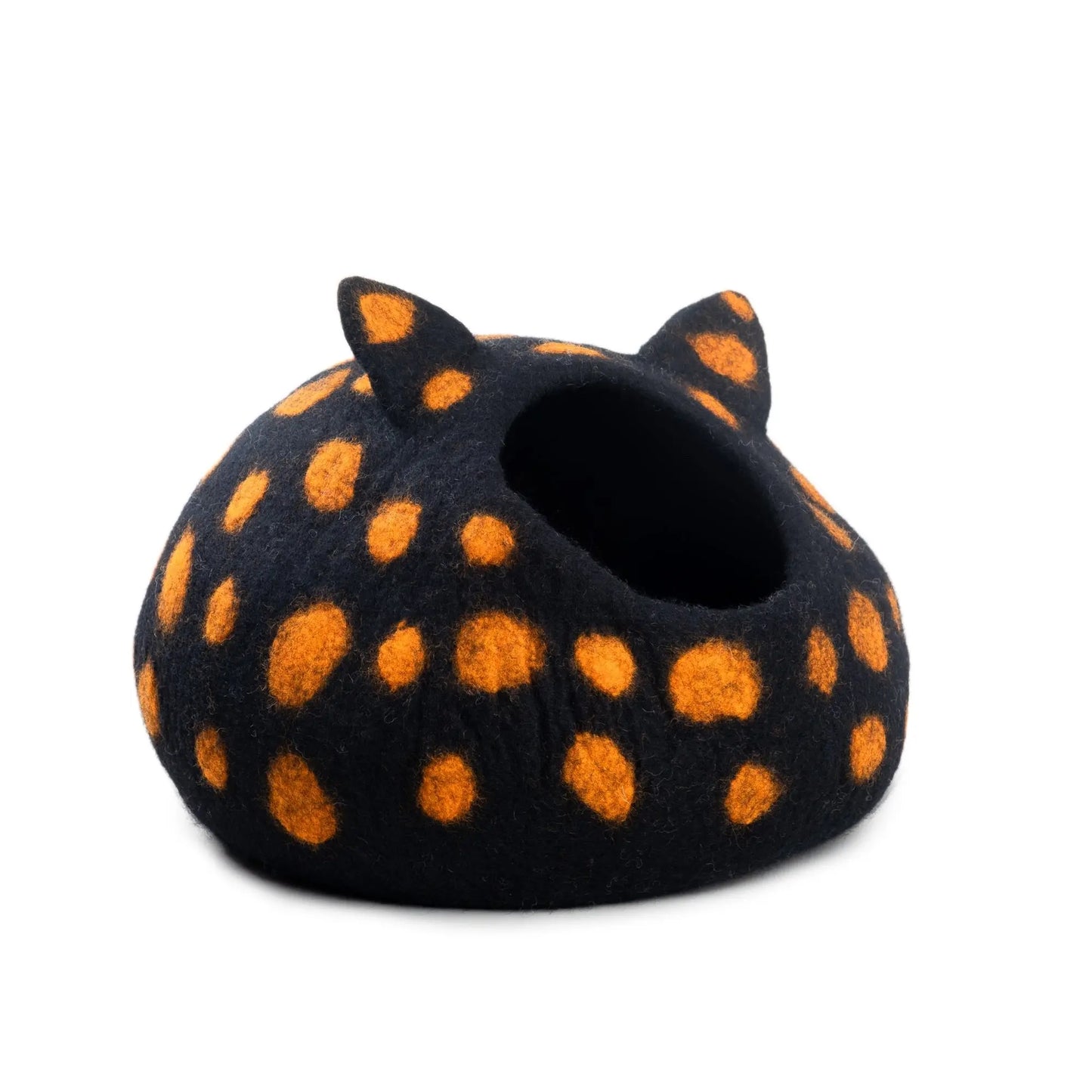 Orange Polka Cat Cave: Tabby Ear Design Woolygon