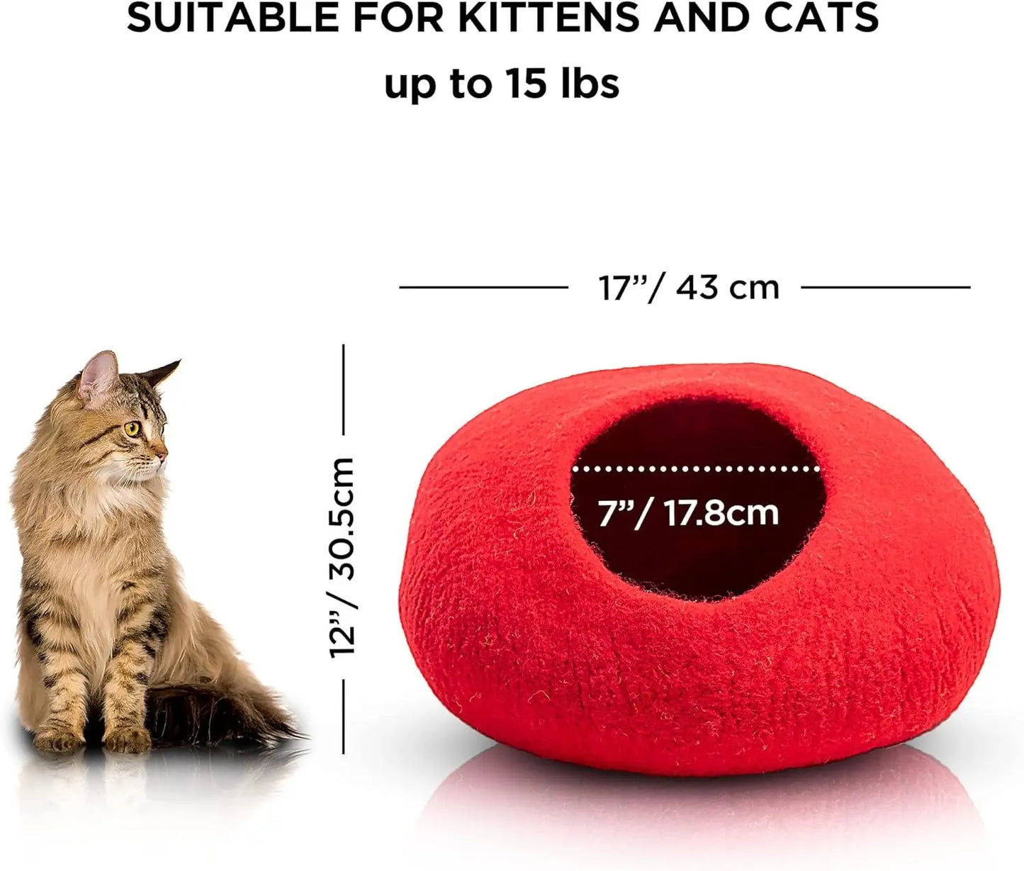 Large handmade cat cave in natural wool