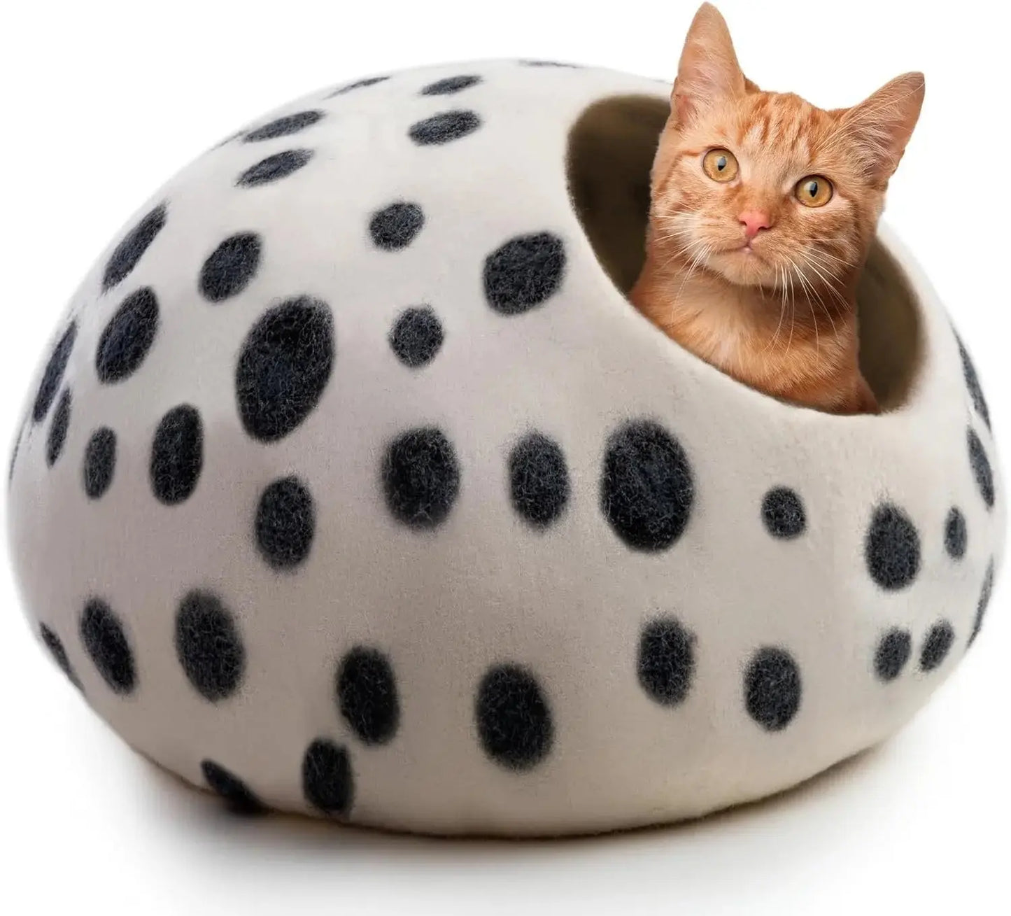 Premium Felt Cat Cave Bed - Wool Kitty Beds Handcrafted Kitten Caves Bed for Indoor Cats - Eco-Friendly Merino Wool, Foldable Cat Hideaway Cat Houses Pod by Woolygon Woolygon