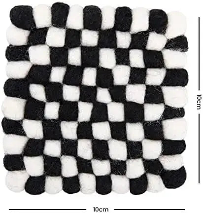 Square Felt Ball Coasters - 100% Merino Wool Table Coasters - Felt Coaster Pads, Absorbent Trivet for Drinks - Heat Resistant, Thick & Durable Hand Felted in Nepal by Woolygon- Multicolor - Set of 5 Woolygon