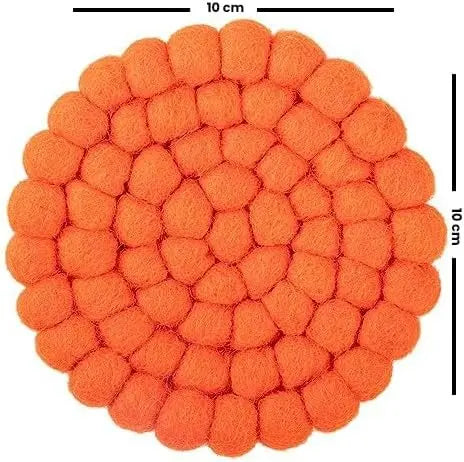 Round Felt Ball Coasters - 100% Merino Wool Table Coasters - Felt Coaster Pads, Absorbent Trivet for Drinks - Heat Resistant, Thick & Durable Hand Felted in Nepal by Woolygon- Multicolor - Set of 5 Woolygon