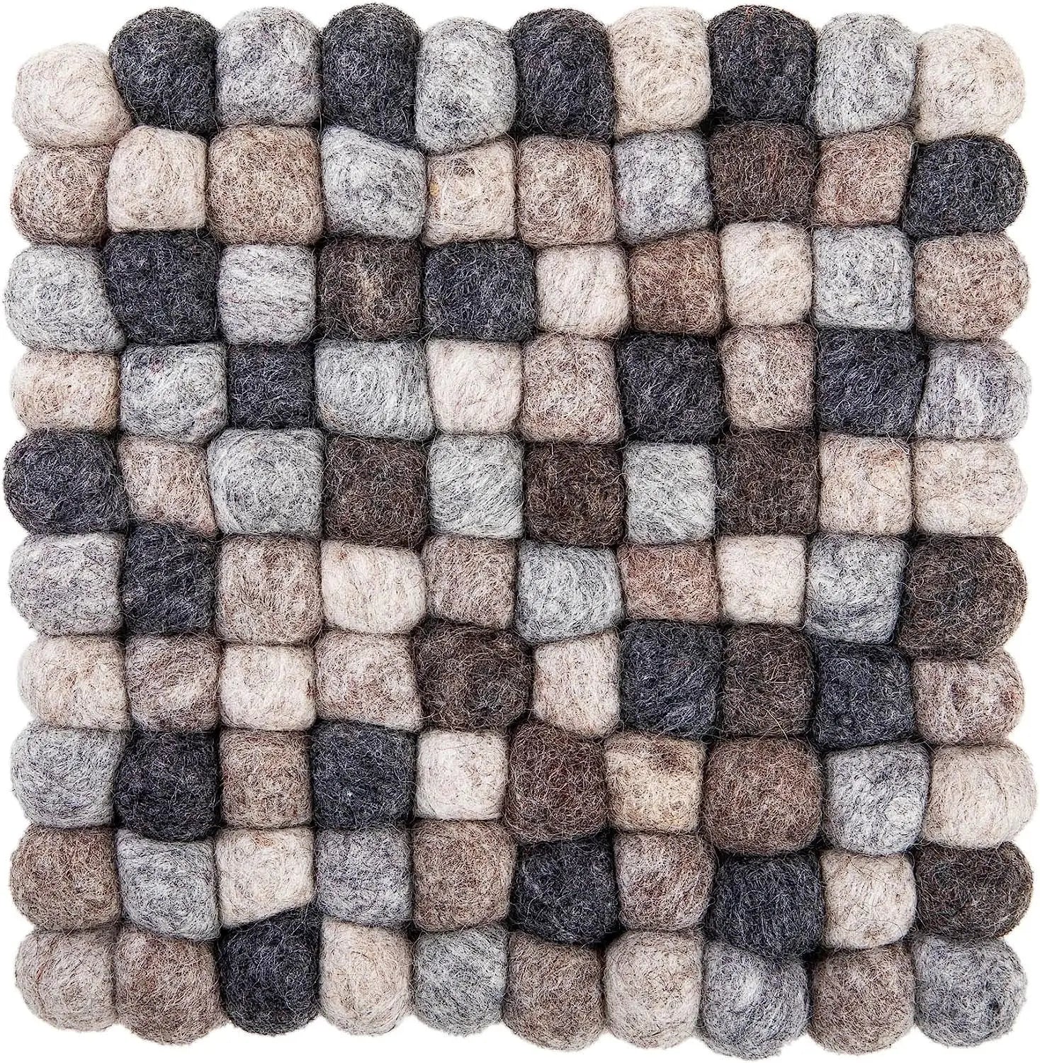 Woolygon Trivet, Pot Mat, Pot Holder Heat Resistant Durable Round Felt Design Hand-Felted in Nepal Woolygon