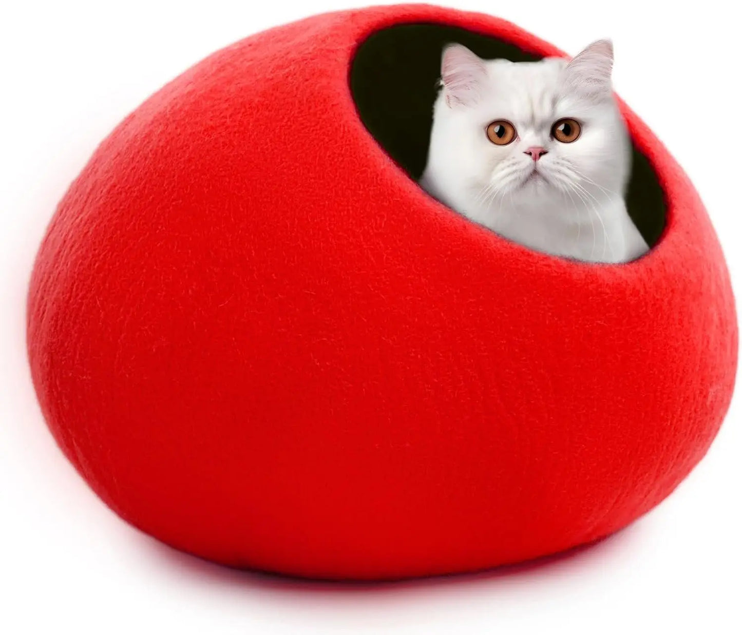 Large handmade cat cave in natural wool