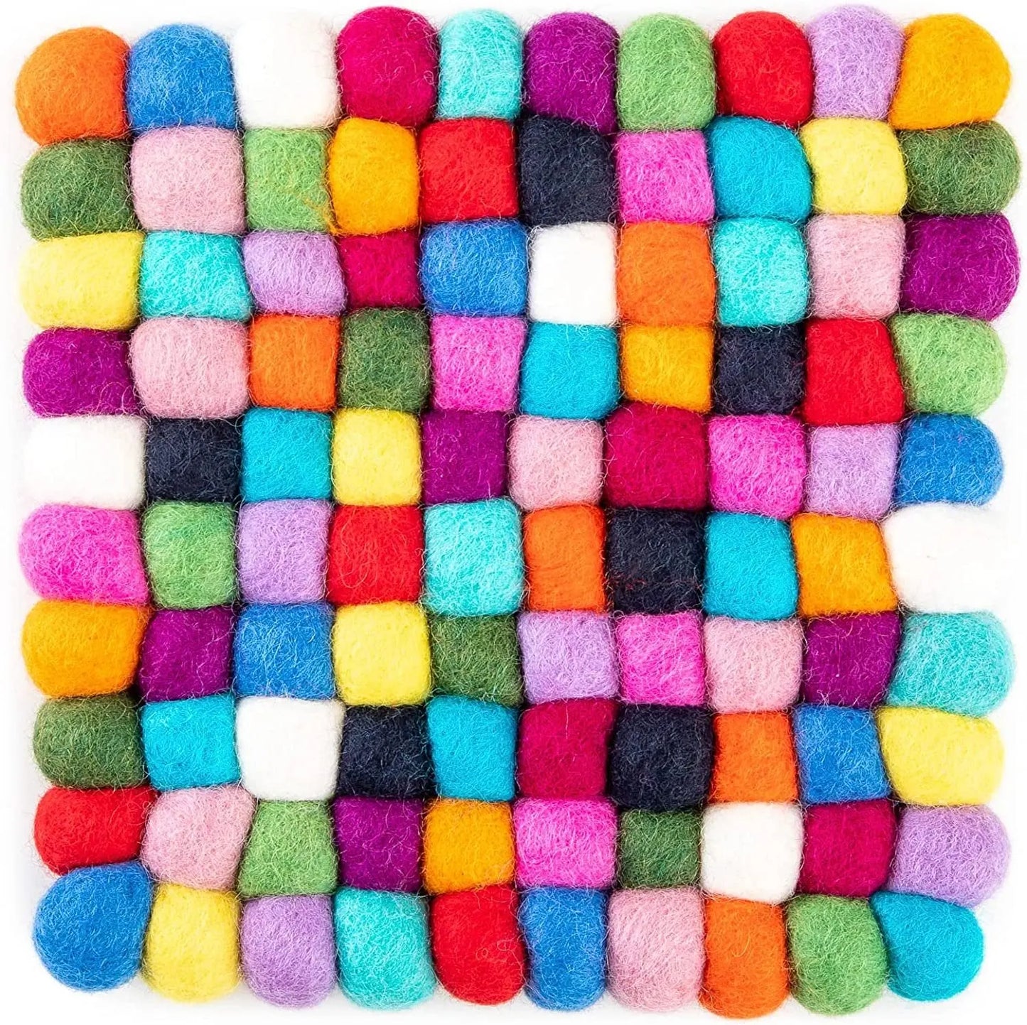 Woolygon Square Trivet Pot Mat - Coaster for Hot Dishes Pot Holder Heat Resistant Durable Felt Design Hand-Felted in Nepal Woolygon