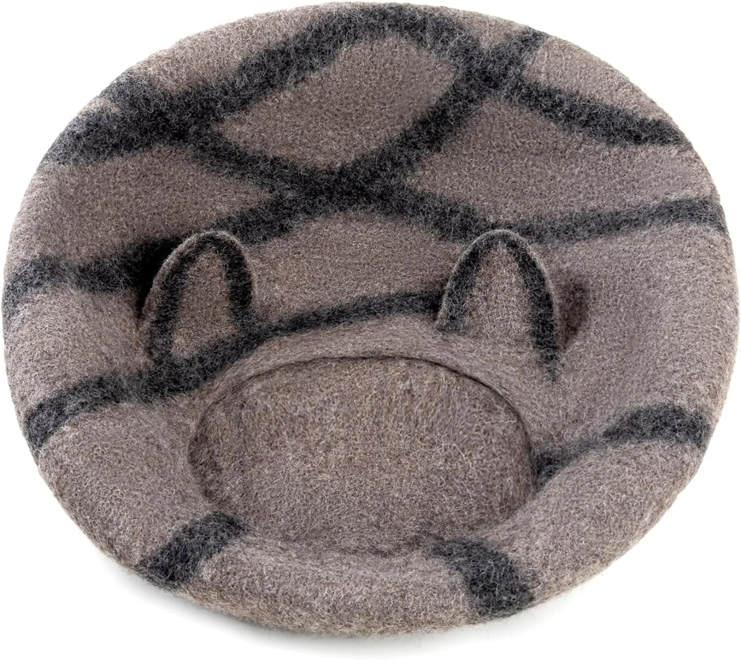 Woolygon Wool Cat Cave Bed - Handcrafted 100% Merino Wool, Eco-Friendly Felt Cat Cave for Indoor Cats and Kittens (Tabby Ears) Woolygon