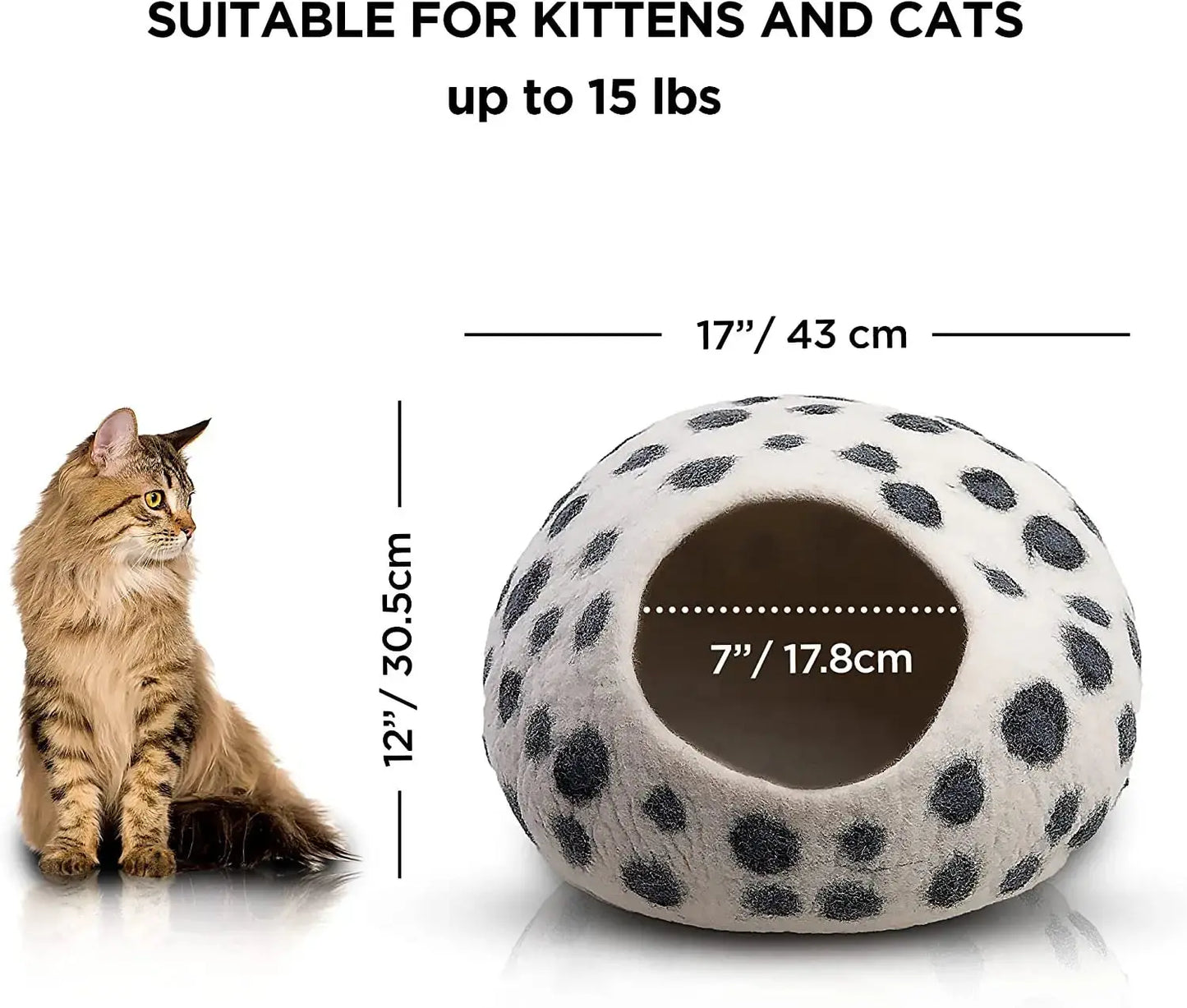 Premium Felt Cat Cave Bed - Wool Kitty Beds Handcrafted Kitten Caves Bed for Indoor Cats - Eco-Friendly Merino Wool, Foldable Cat Hideaway Cat Houses Pod by Woolygon Woolygon