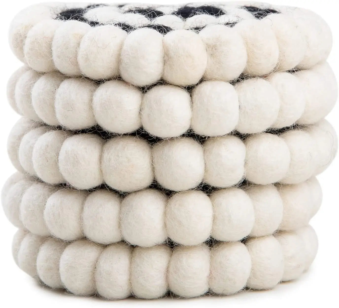 Square Felt Ball Coasters - 100% Merino Wool Table Coasters - Felt Coaster Pads, Absorbent Trivet for Drinks - Heat Resistant, Thick & Durable Hand Felted in Nepal by Woolygon- Multicolor - Set of 5 Woolygon