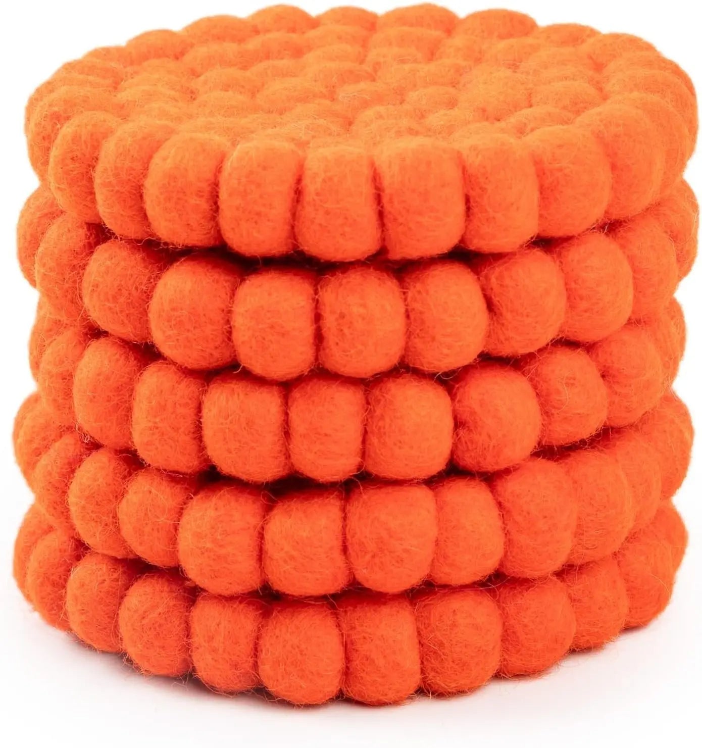 Round Felt Ball Coasters - 100% Merino Wool Table Coasters - Felt Coaster Pads, Absorbent Trivet for Drinks - Heat Resistant, Thick & Durable Hand Felted in Nepal by Woolygon- Multicolor - Set of 5 Woolygon
