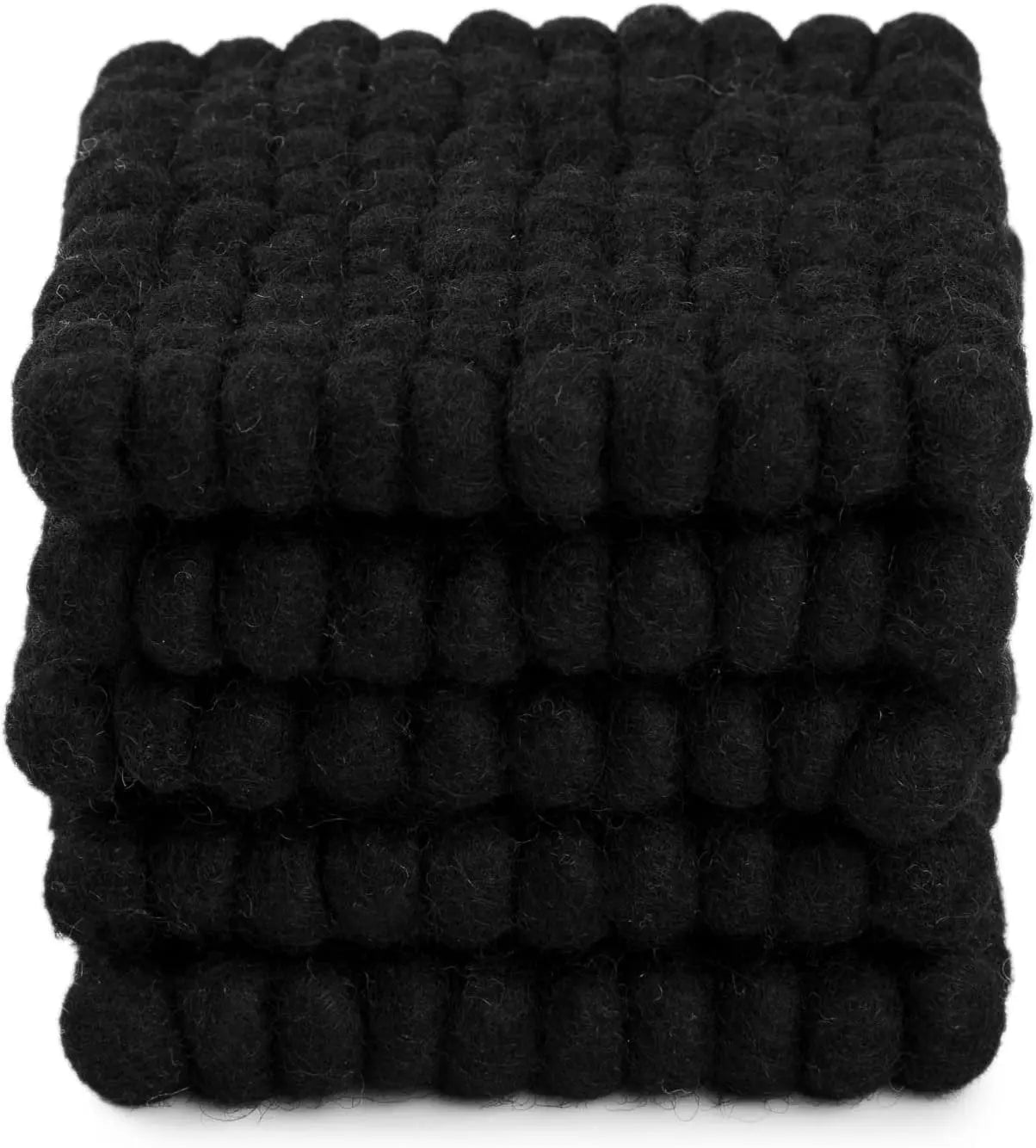 Square Felt Ball Coasters - 100% Merino Wool Table Coasters - Felt Coaster Pads, Absorbent Trivet for Drinks - Heat Resistant, Thick & Durable Hand Felted in Nepal by Woolygon- Multicolor - Set of 5 Woolygon