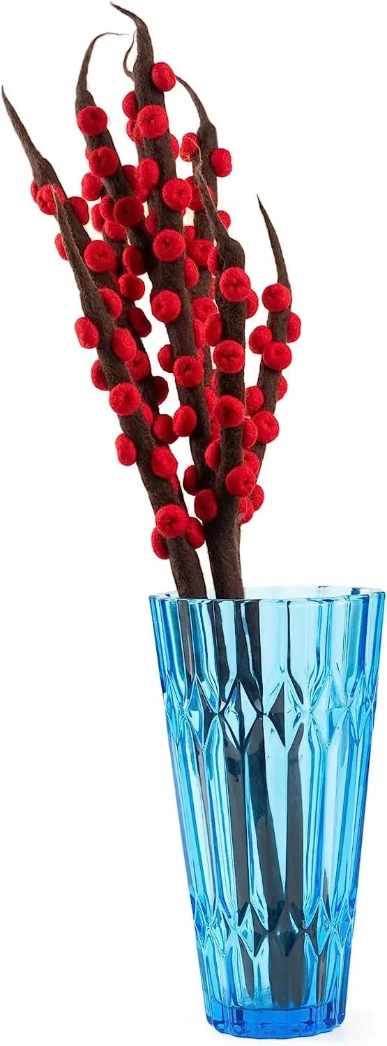 Woolygon Ilex Berry Red Artificial Flowers - Reusable, Washable Felted Flower Stem - Artificial Bouquet Natural Felt Hand-Made Fair Trade Flower | Great as Gift and Home or Event Decorations (Red) Woolygon