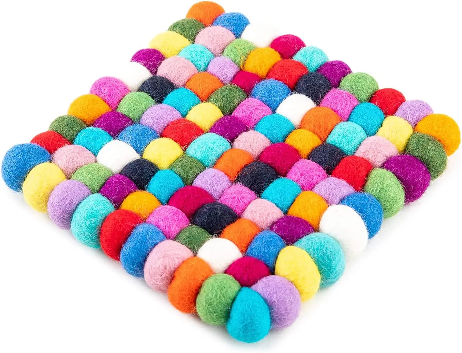 Woolygon Square Trivet Pot Mat - Coaster for Hot Dishes Pot Holder Heat Resistant Durable Felt Design Hand-Felted in Nepal Woolygon