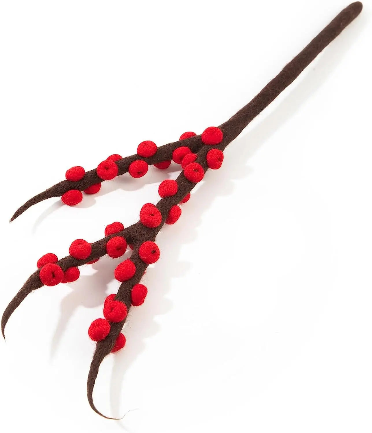 Woolygon Ilex Berry Red Artificial Flowers - Reusable, Washable Felted Flower Stem - Artificial Bouquet Natural Felt Hand-Made Fair Trade Flower | Great as Gift and Home or Event Decorations (Red) Woolygon